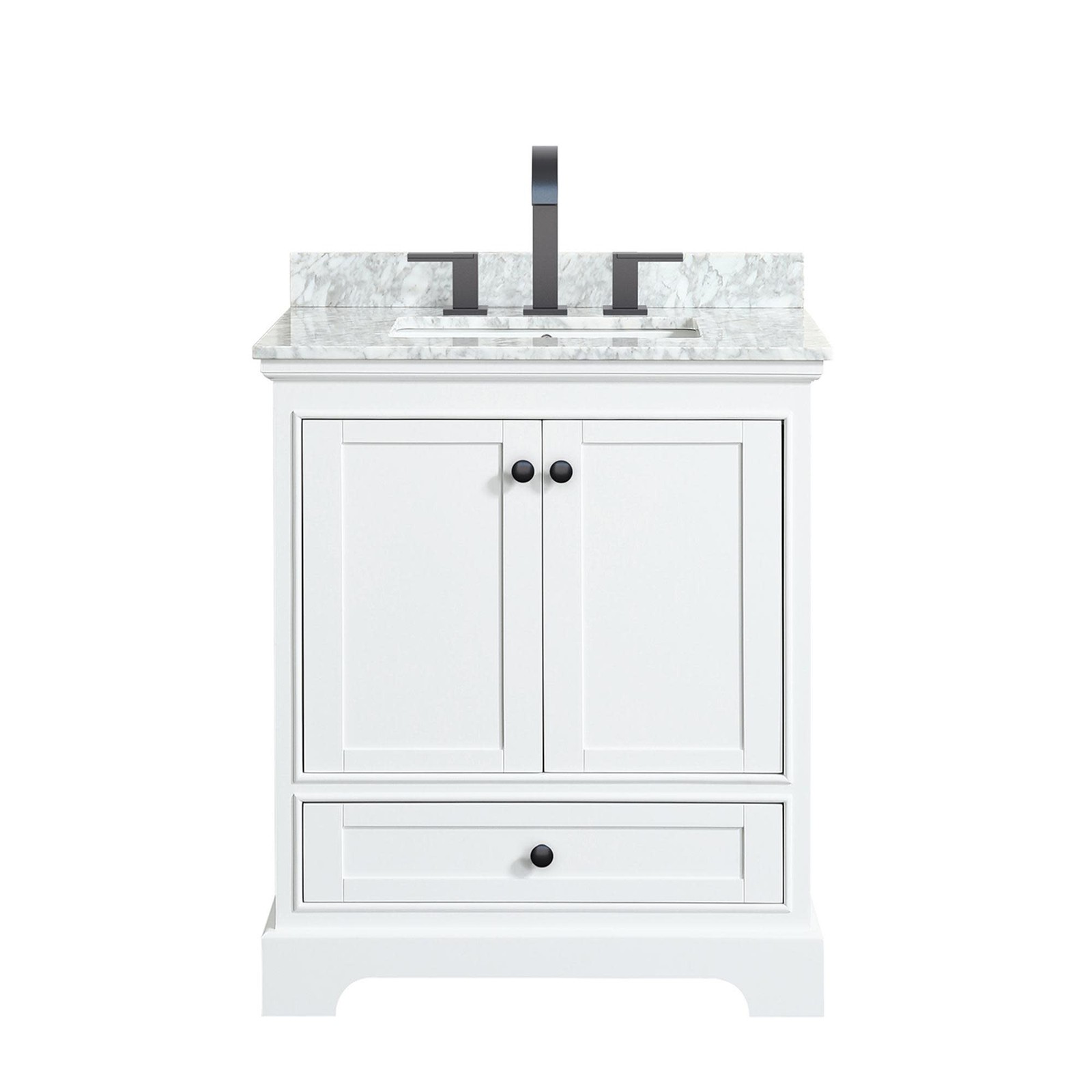 Wyndham Collection WCS202030SCMUNSMXX Deborah 30″ – White / White Carrara Marble