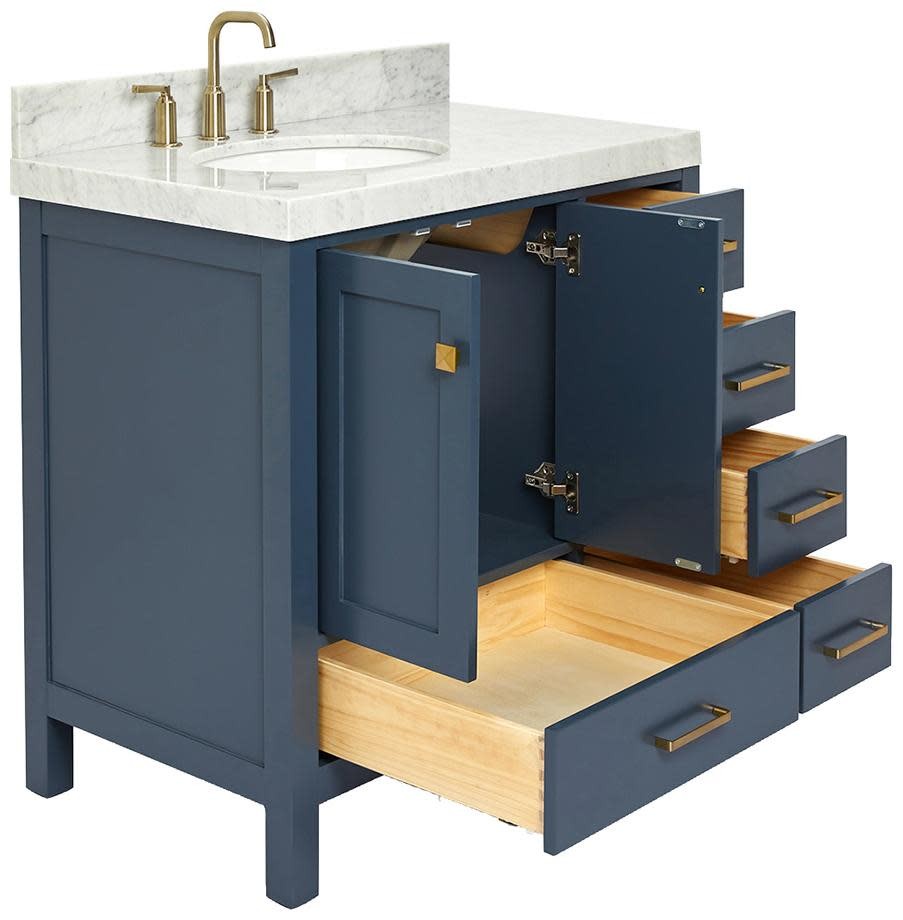 Ariel A036SLCW5OVO Cambridge 36″ – Midnight Blue / Italian Carrara Marble Top /