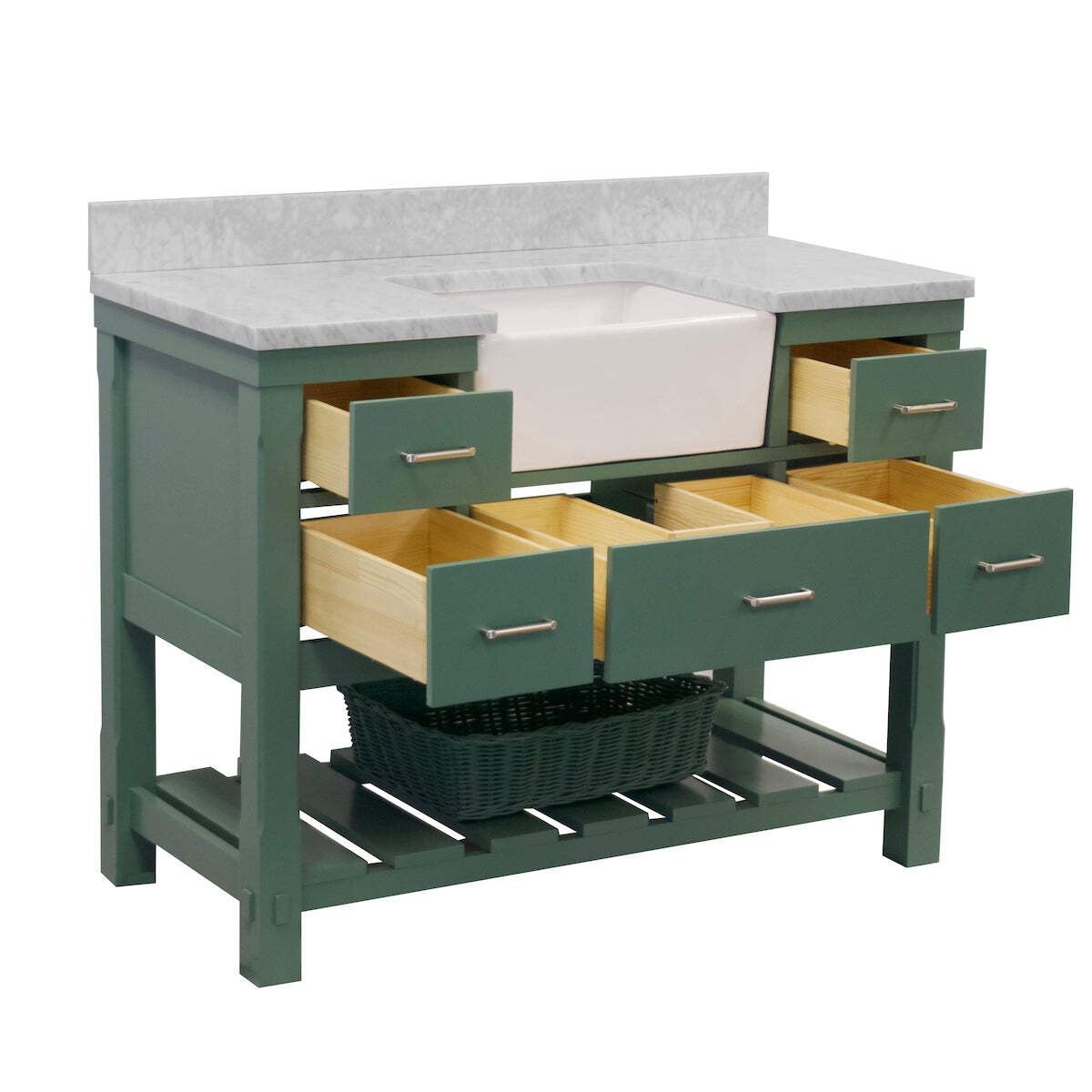 Charlotte 48-inch Farmhouse Vanity with Carrara Marble Top