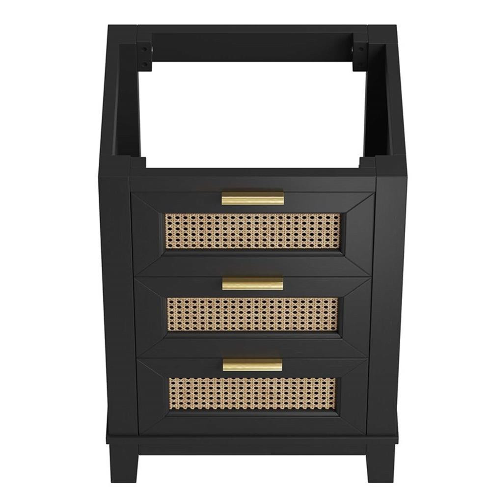 Modway Dixie 24″ Solid Wood Bathroom Vanity Cabinet with Tapered Legs in Black