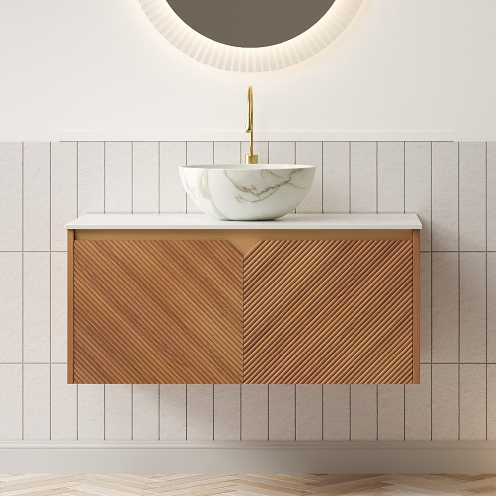 36″ Wall Mounted Bathroom Vanity w/Sink, Floating Bath Vanity Cabinet, 2 Doors