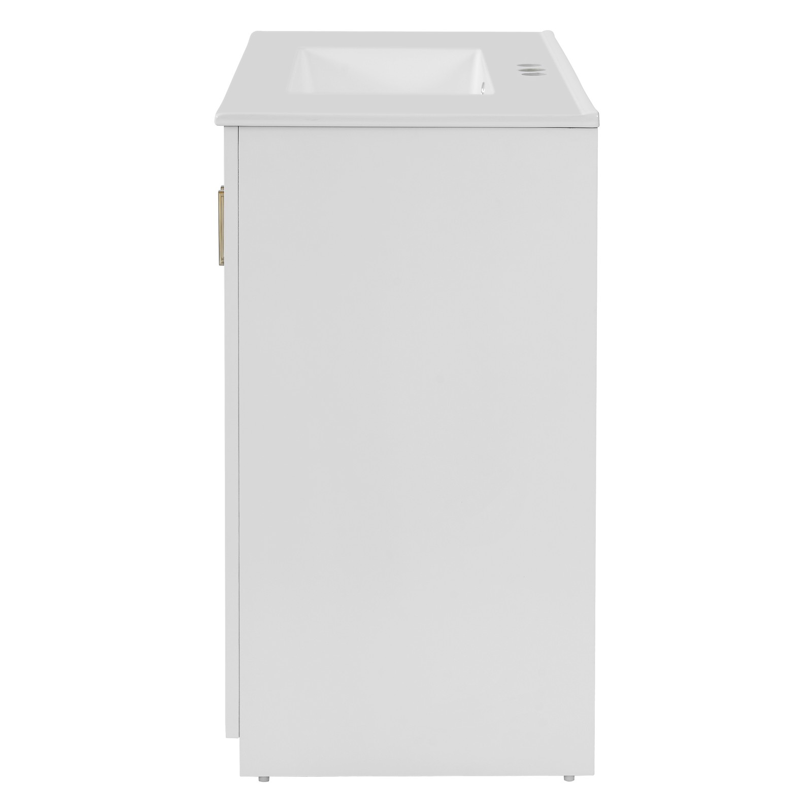 36″ Bathroom Vanity with Ceramic Sink, Solid Wood Frame, 3 Drawers & Doors