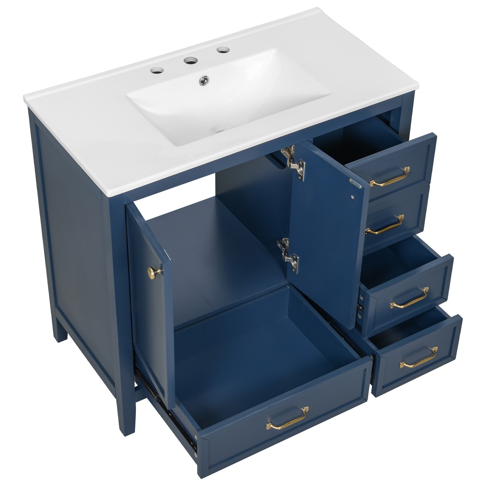 36″ Bathroom Vanity with Sink & Soft-Closing Doors, Blue