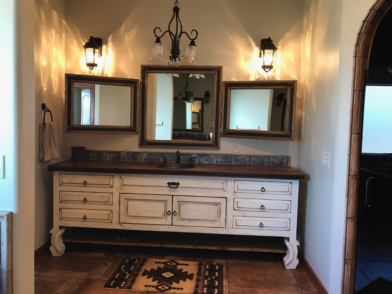 Saint Anthony Rustic Batroom Vanity Furniture With copper sink
