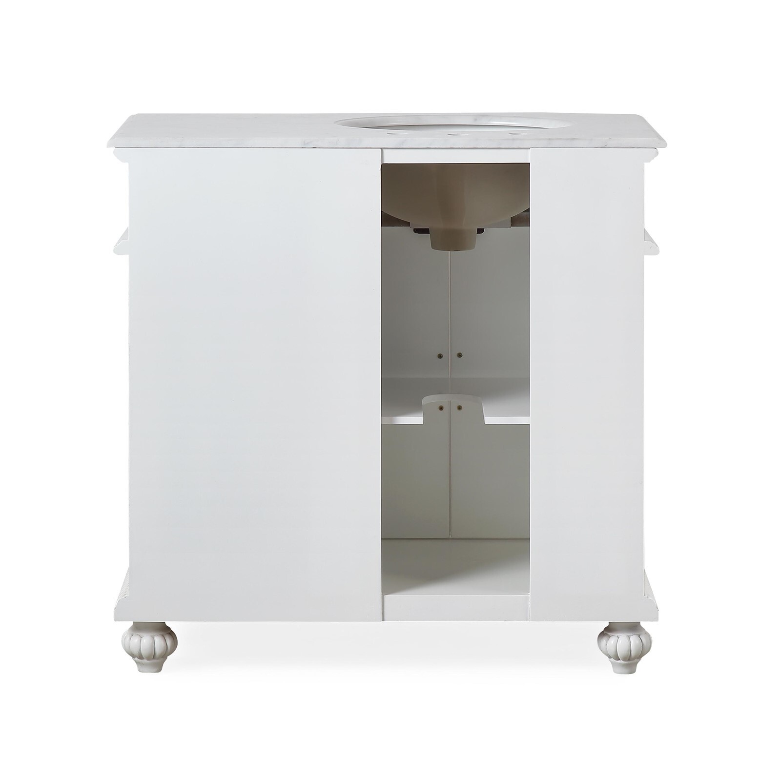 36″ Carrara White Marble Top Bathroom Single Vanity Cabinet – Left Side Sink