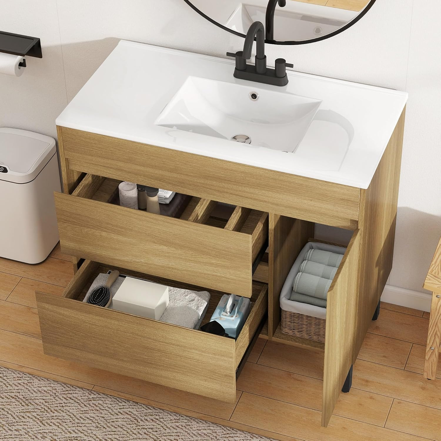 YITAHOME 36 Inch Bathroom Vanity with Sink, Bathroom Cabinet Vanity for Media Sp