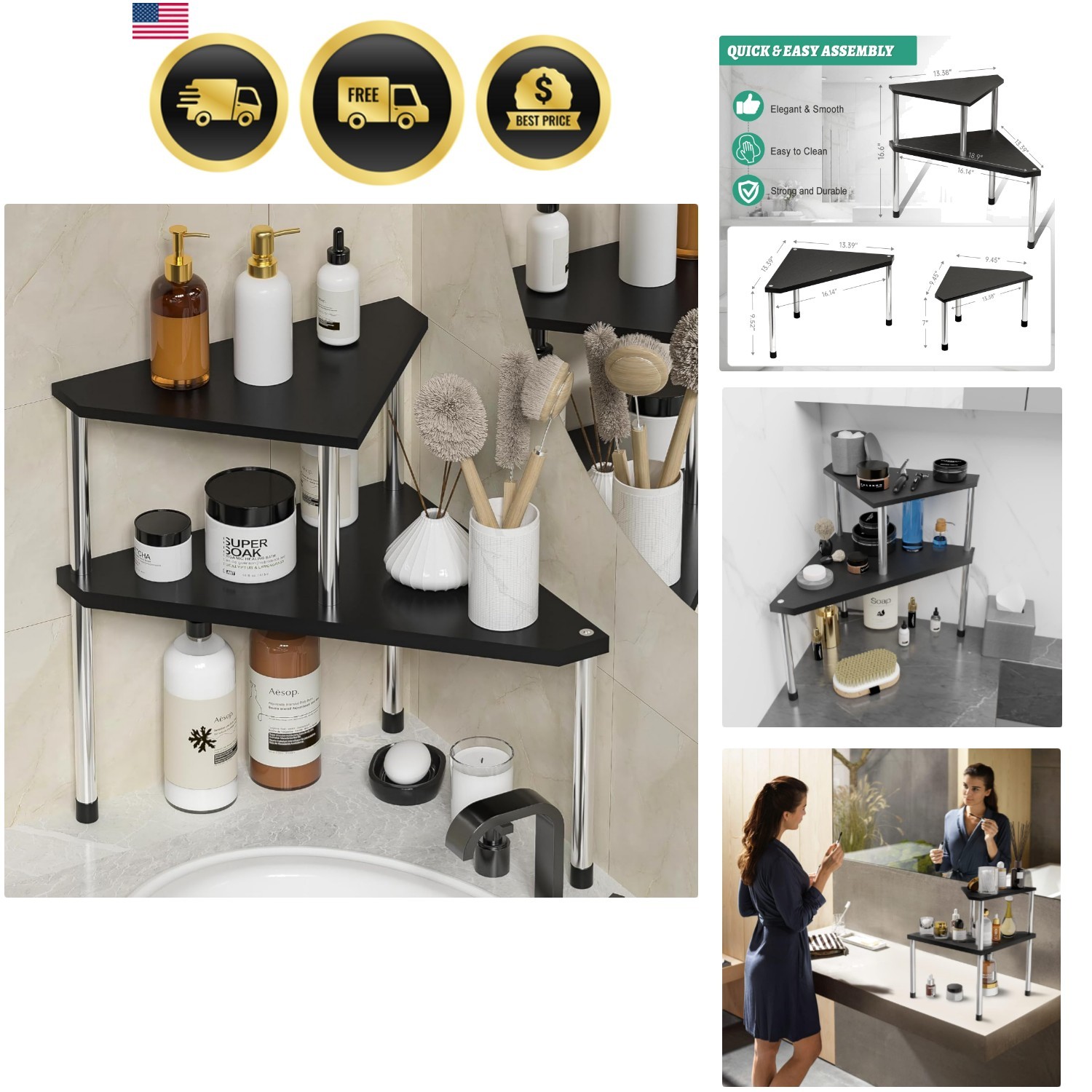 Bathroom Counter Organizer Over Sink for Toiletries, Makeup, Kitchen Countert…