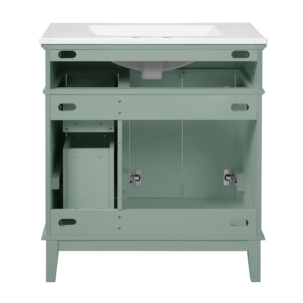30″ Bathroom Vanity w/Sink, Freestanding Vanity Storage Cabinet, 2 Drawers,Doors