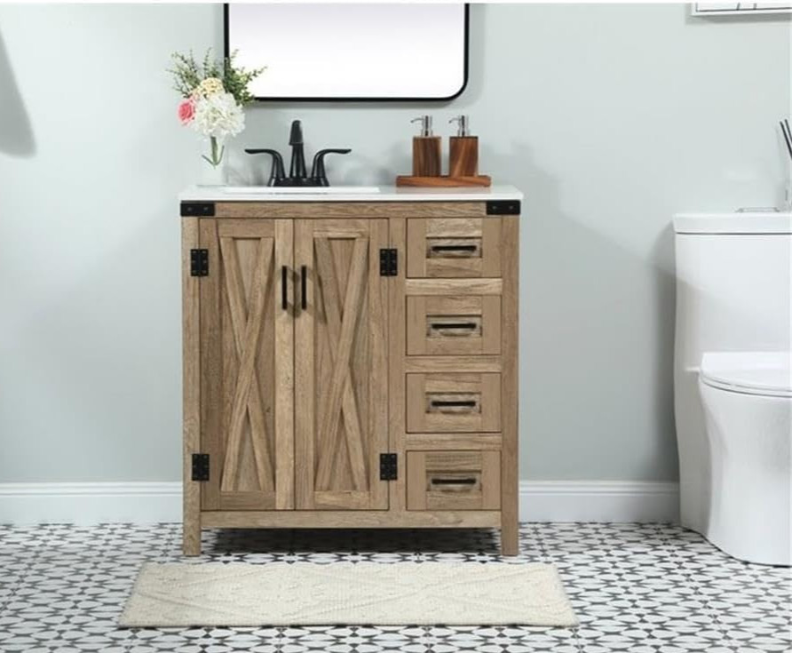 Elegant Kitchen and Bath 32 inch Single Bathroom Vanity in Natural Oak
