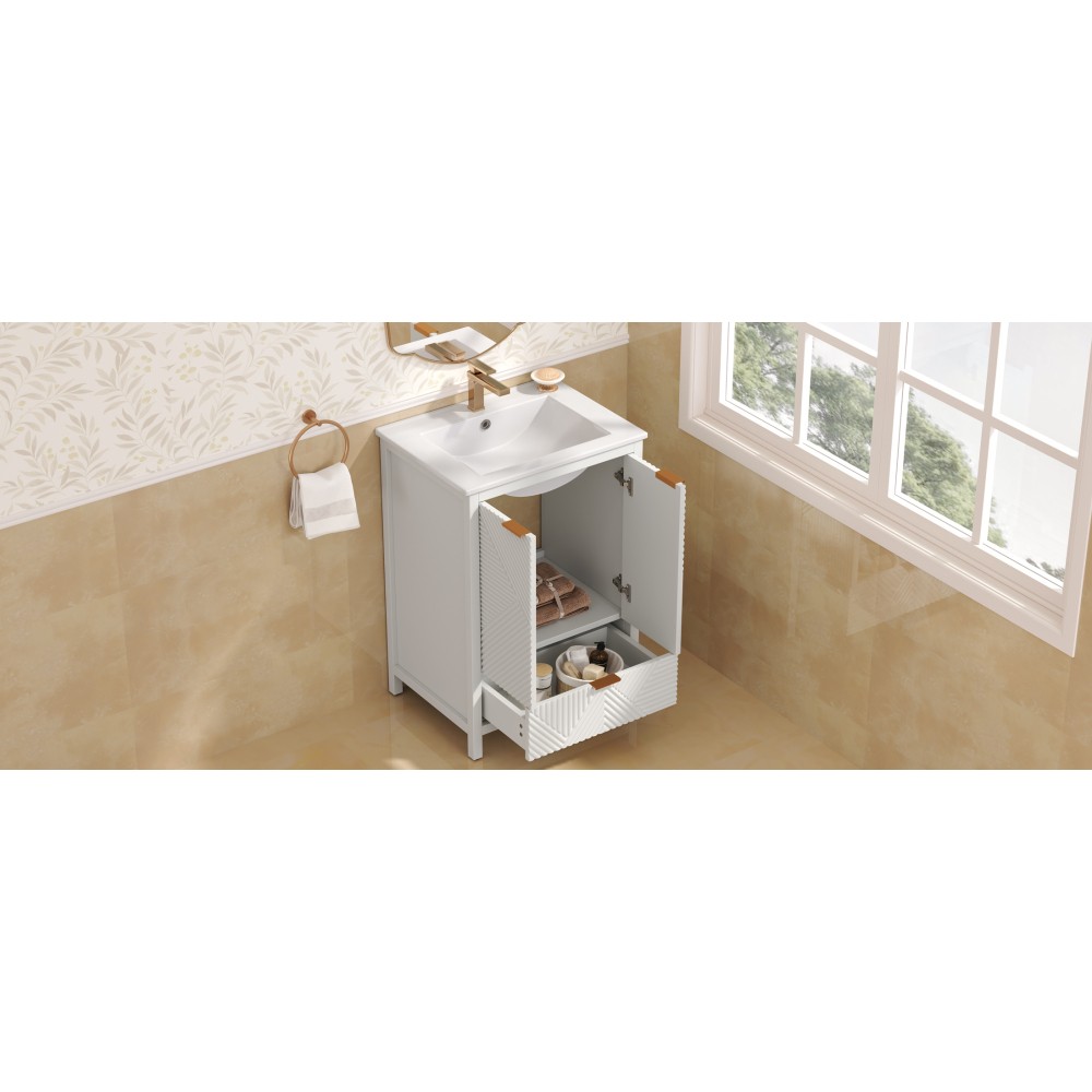 24 In Bathroom Vanity with Sink Combo Bathroom Vanity with Single Faucet Hole
