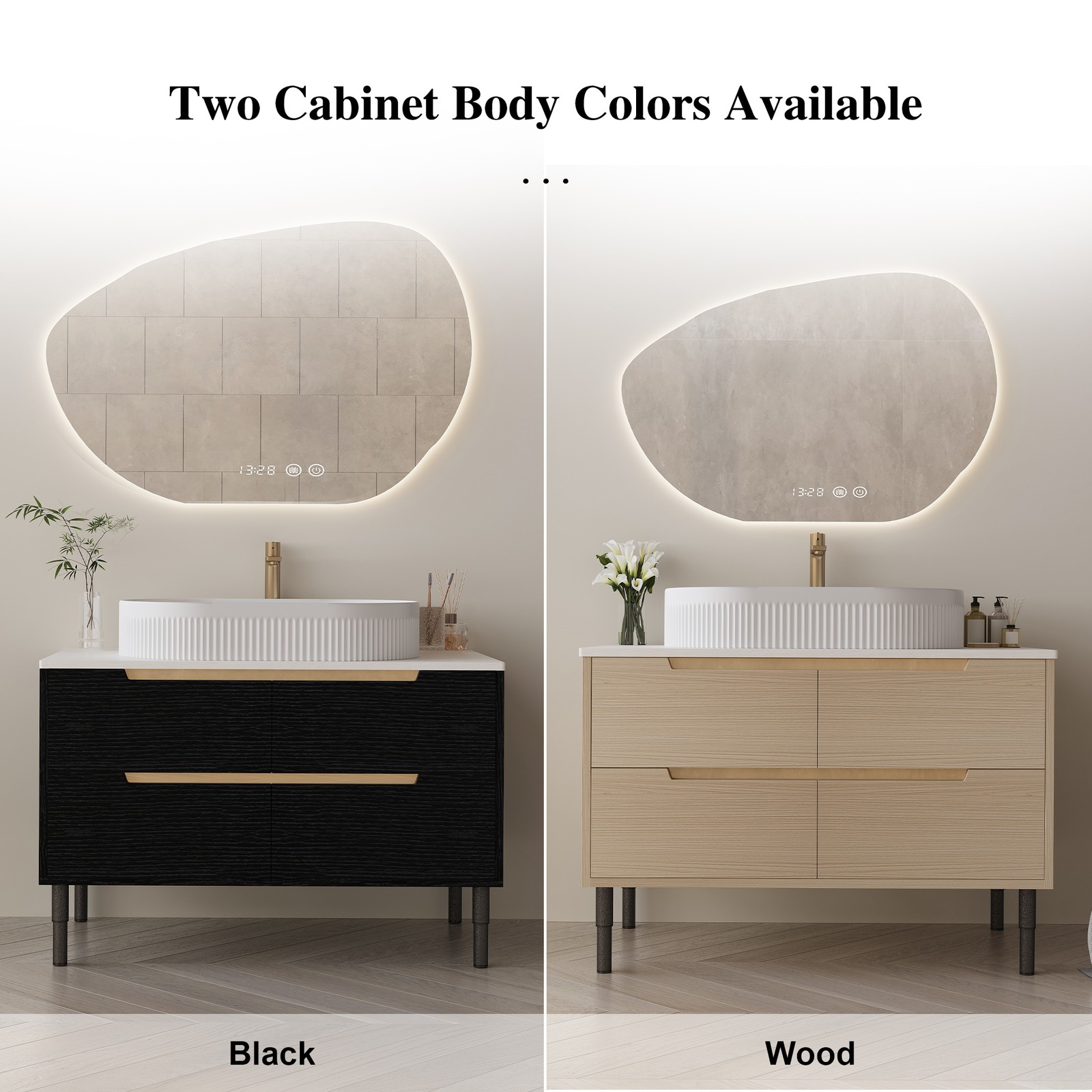 36″ Bathroom Vanity, Freestanding or Wall Mounted with Ceramic Integrated Sink
