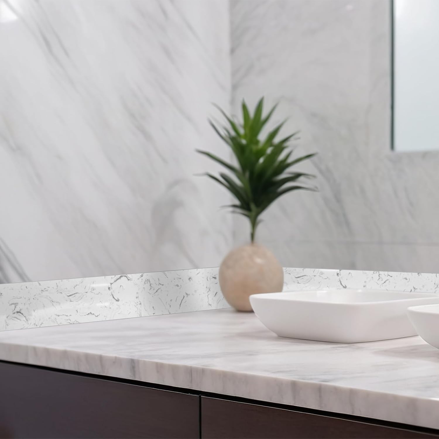 Reallnaive 22×4 Carrara White Marble Vanity Side Splash Engineered Stone