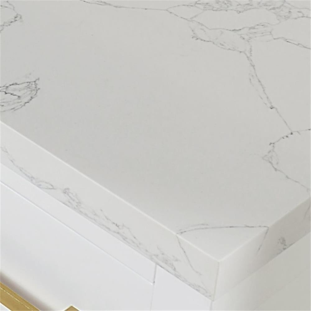 Gavino 84″ Wood Vanity in White with Composite Stone Top with Mirror
