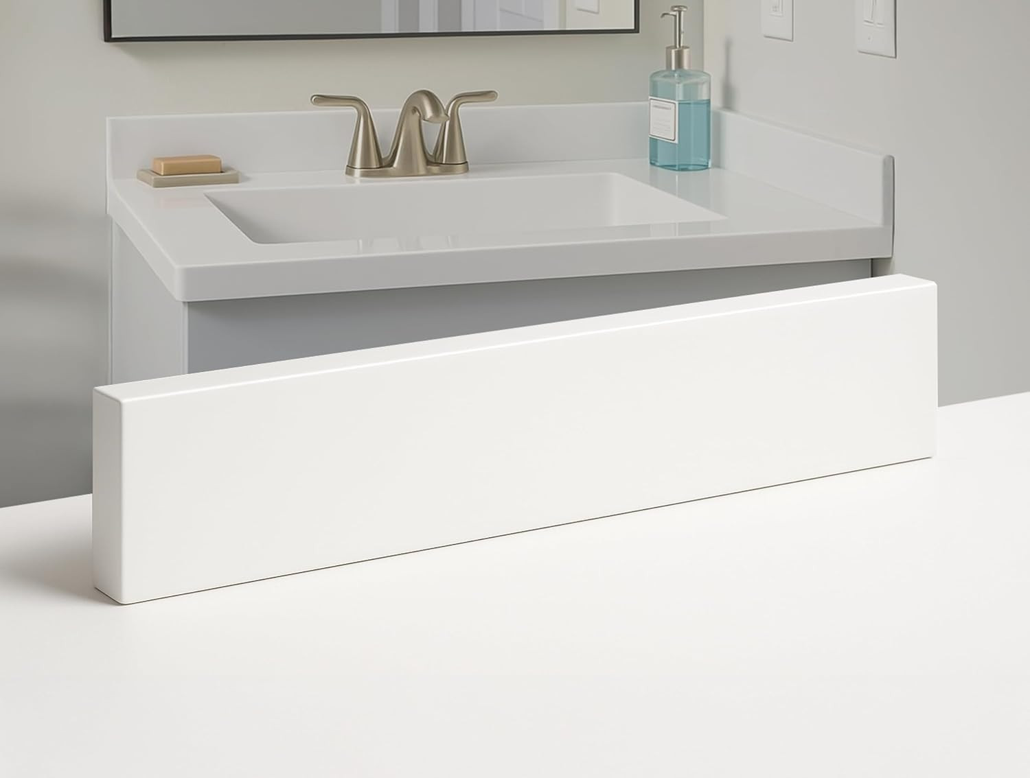 Bathroom Vanity Sink Backsplash/Sidesplash (Super White Engineered Marble, 4″ X