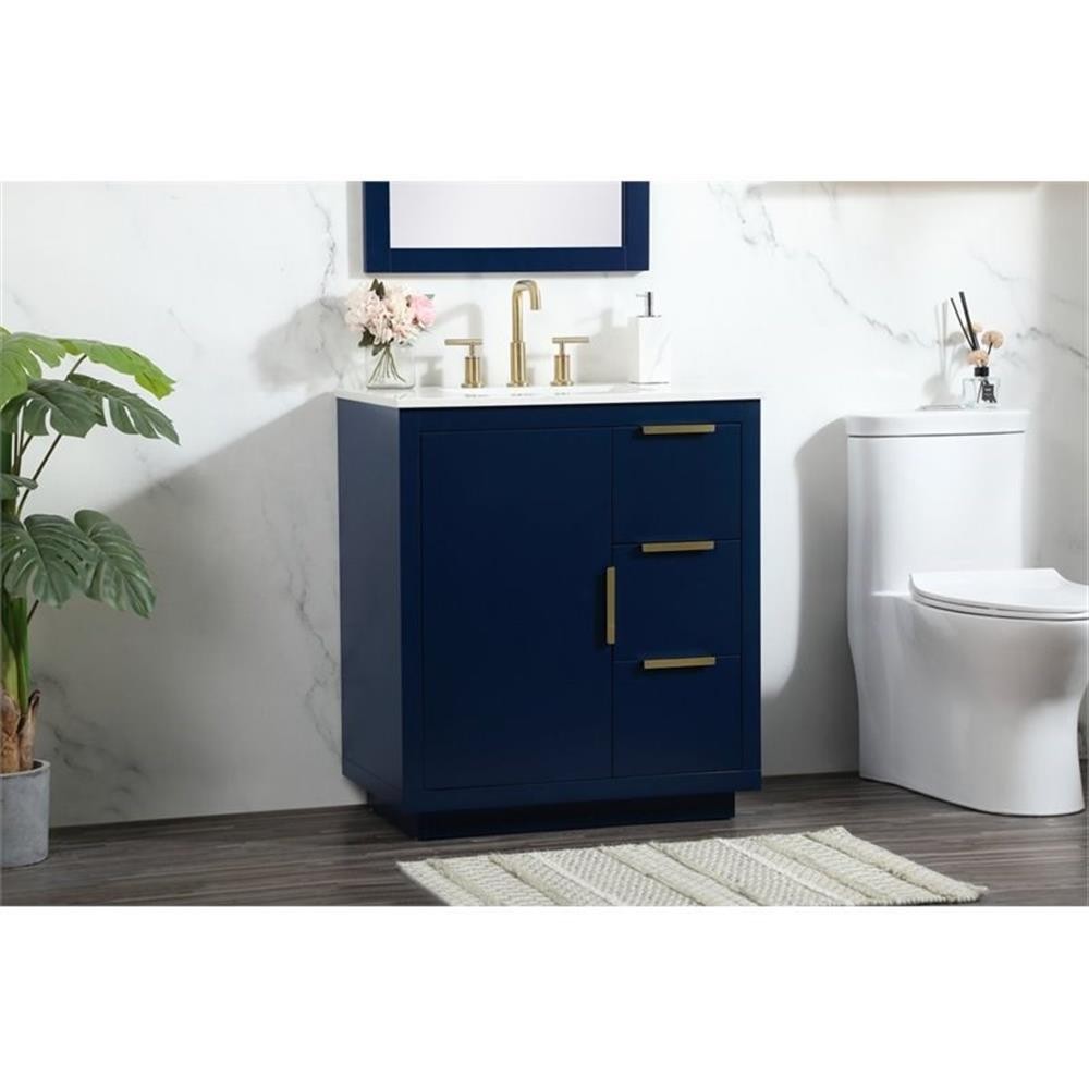 Elegant Decor Blake 30″ Aluminum Alloy MDF Single Bathroom Vanity in Blue