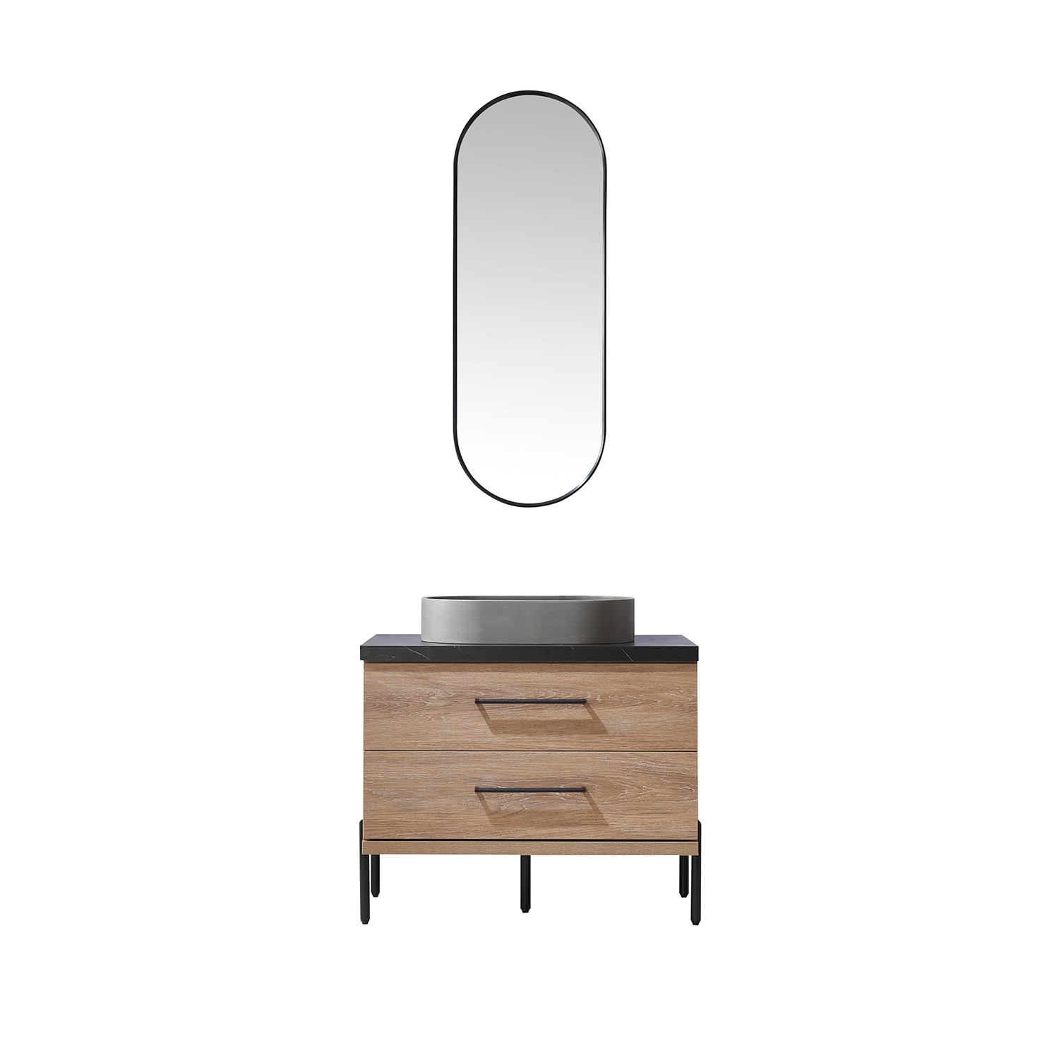 Miseno MV-705136O Trento 36″ – North American Oak / Black