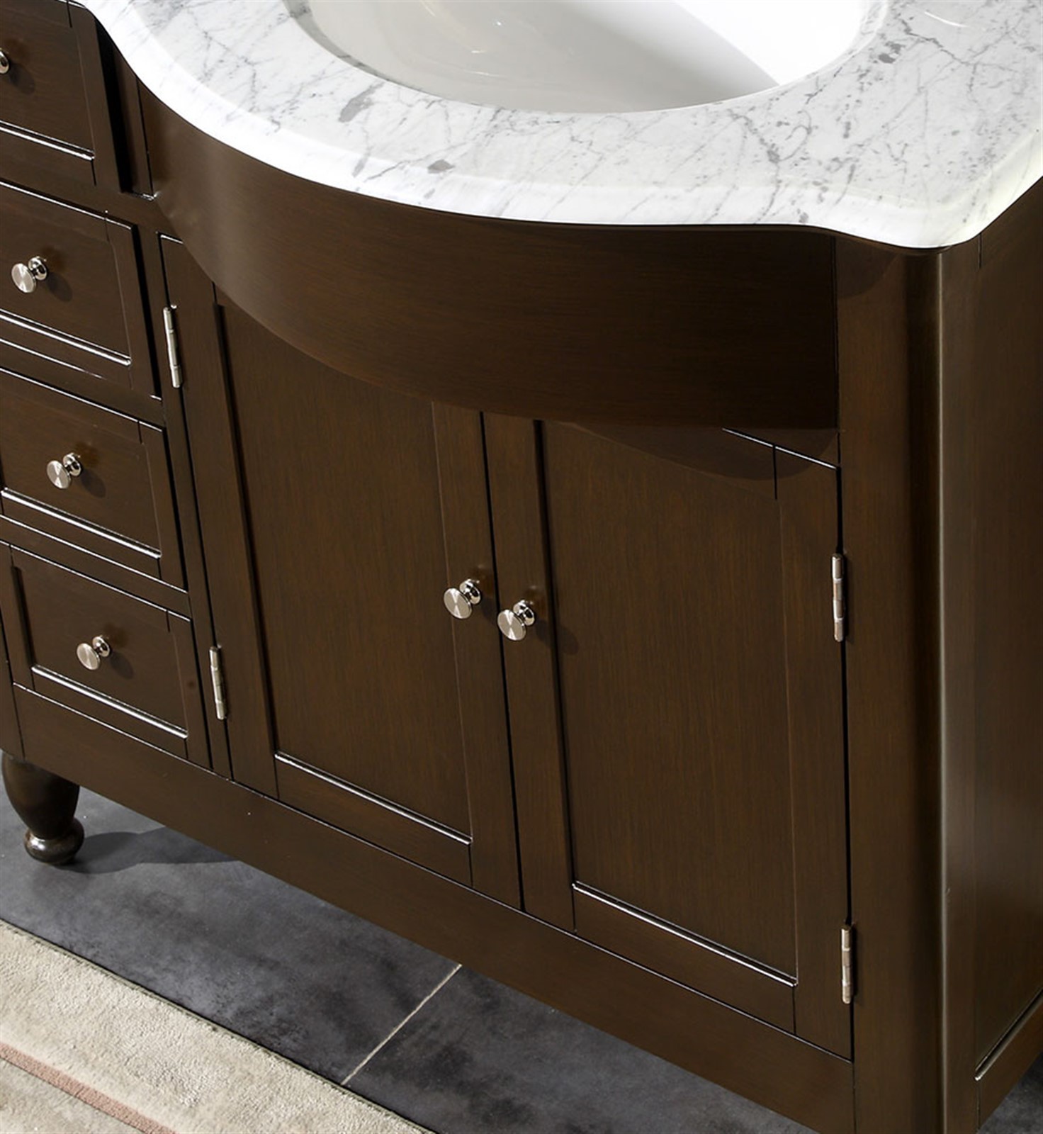 36-inch Bathroom Vanity White Marble Stone Top Single Right Sink Cabinet GD902R
