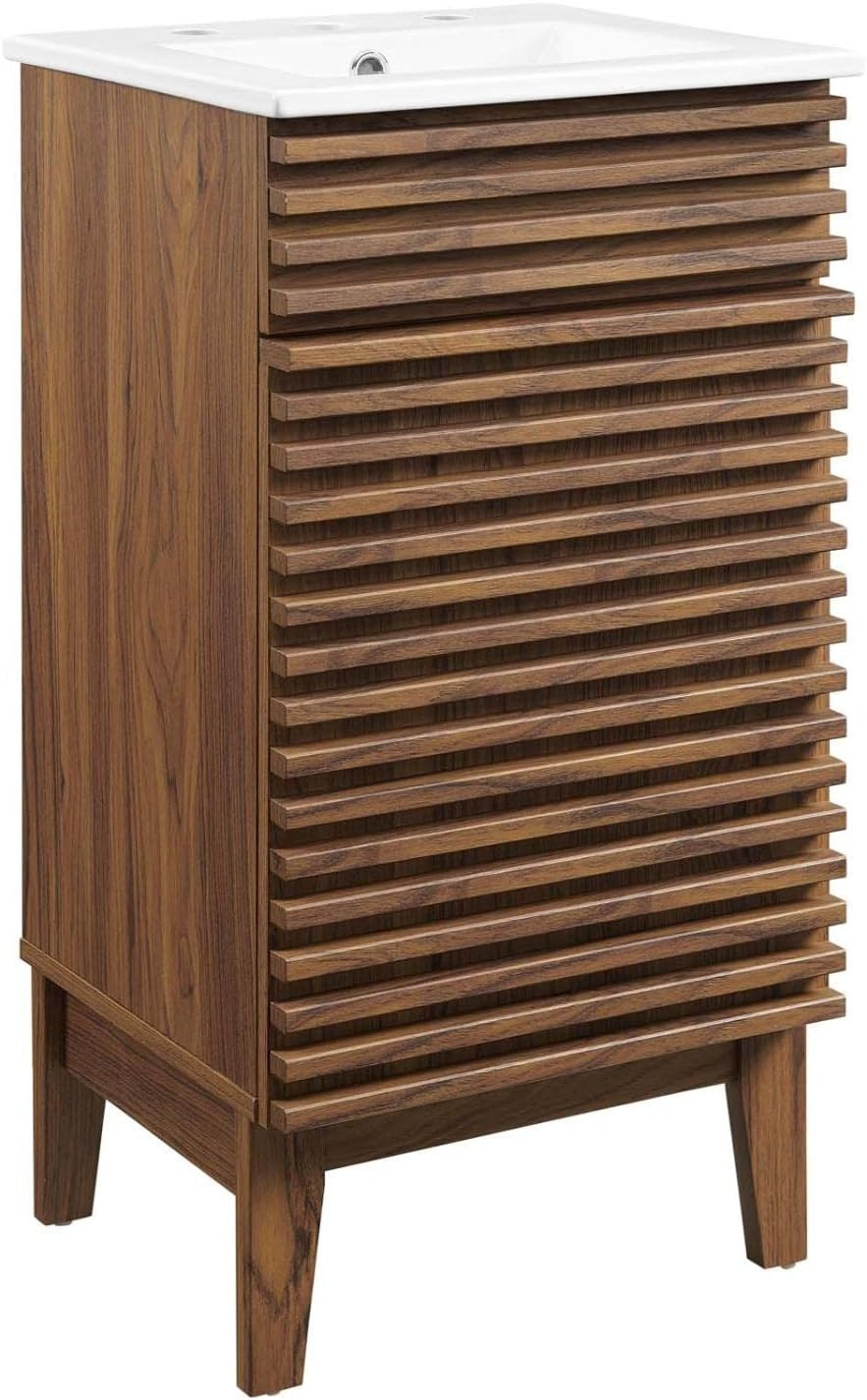 18″ Walnut White Bathroom Vanity with Sink – Stylish & Functional Design