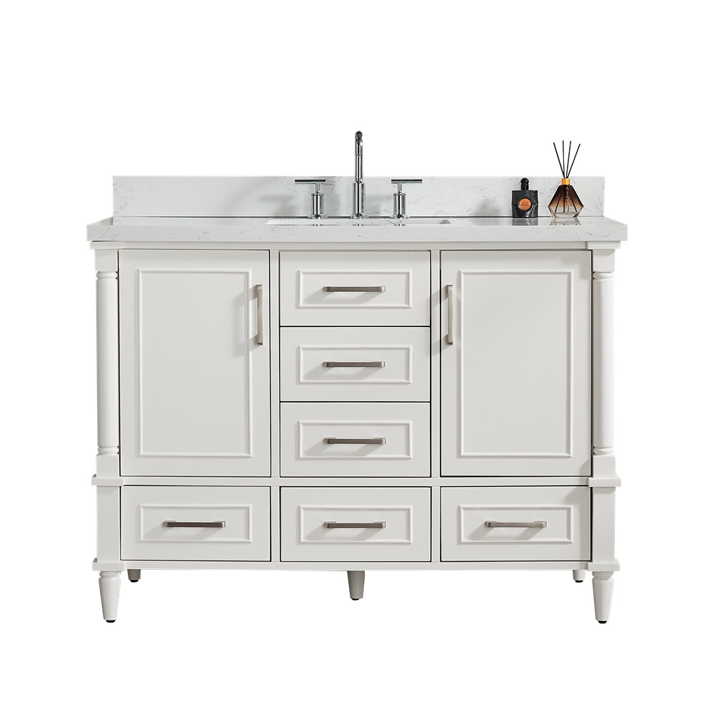 48″ Bathroom Vanity w/Sink,Fully Assembled Freestanding Vanity Cabinet,6 Drawers