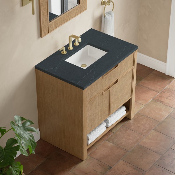 36″ James Martin Solene D225-V36-SSO-3CSP Vanity Cabinet Charcoal Soapstone Top