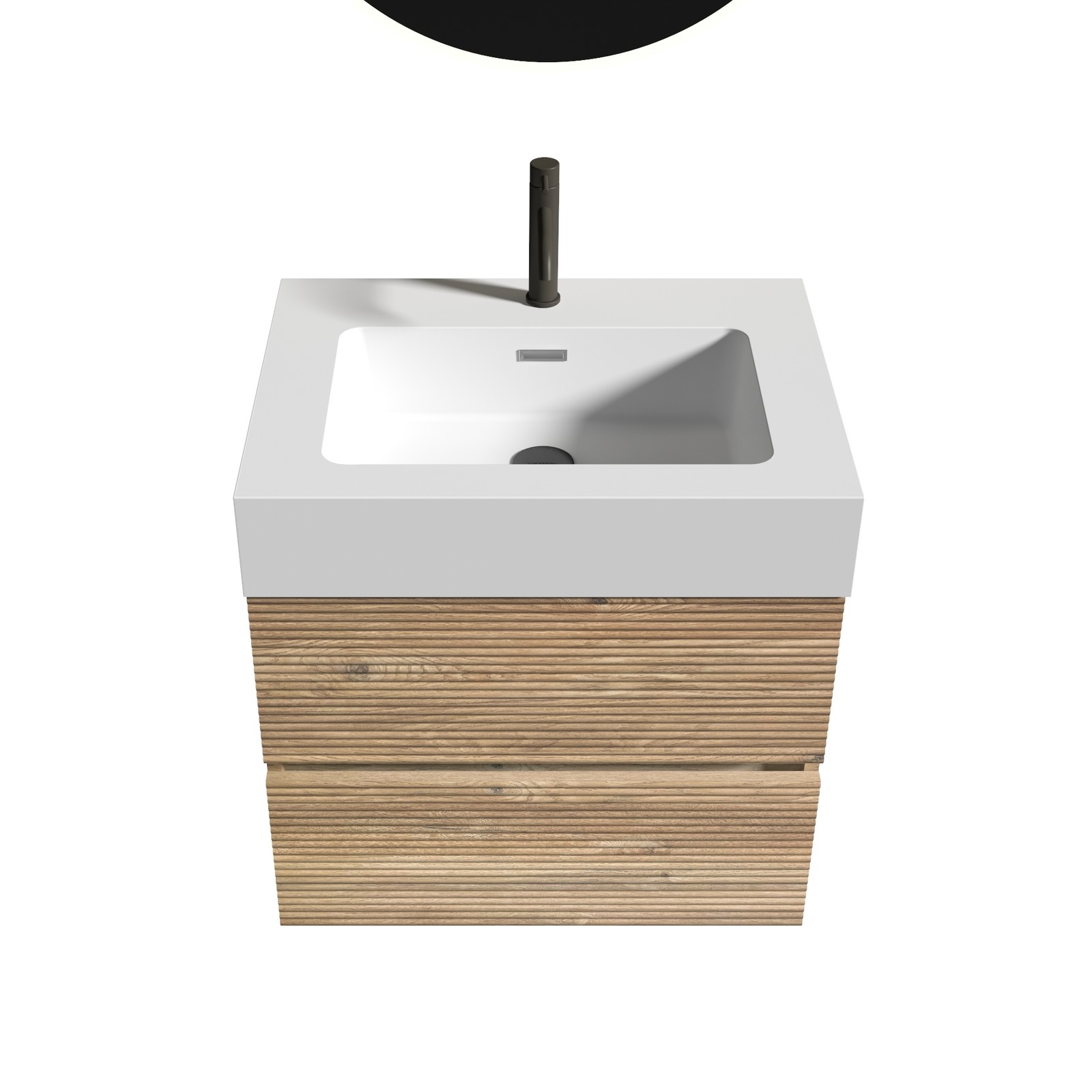 24″ Rough Oak Wall Mounted Bathroom Vanity with White Glossy Sink