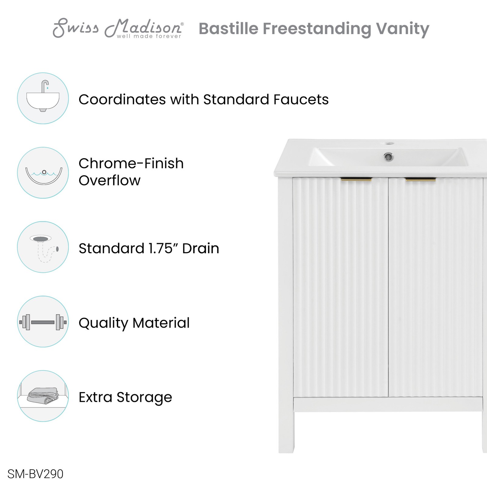 Swiss Madison SM-BV290 Bastille 24″ – White