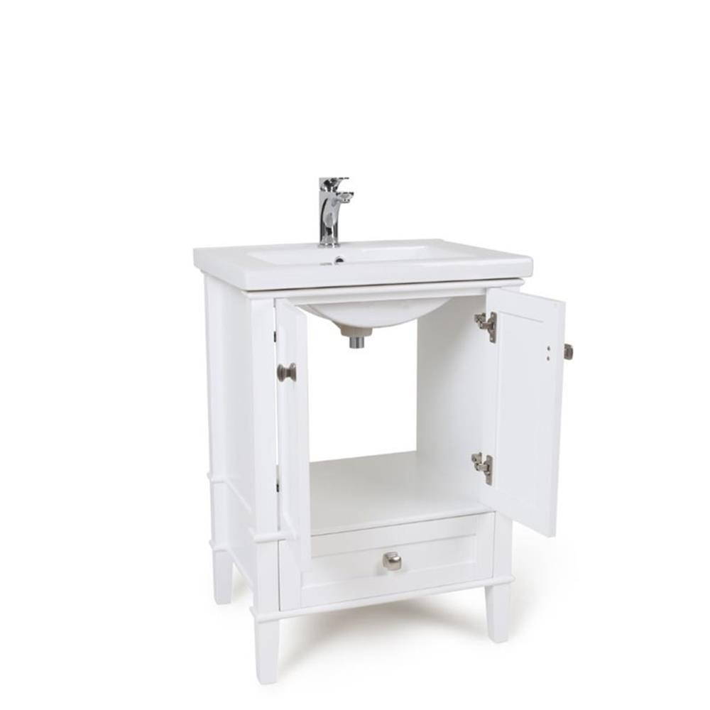Pemberly Row Modern / Contemporary 34″ Bath Vanity in White Finish