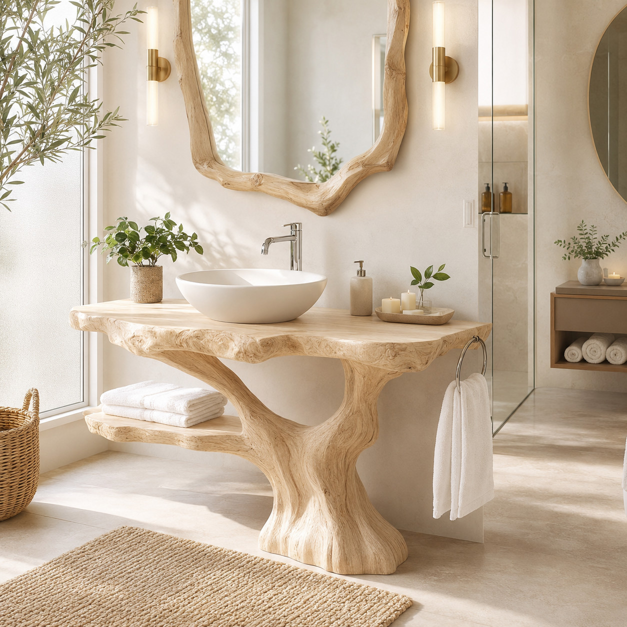 Organic Floating Wall Shelf Sculptural Wood Shelf Modern Mushroom Shelf Minimali