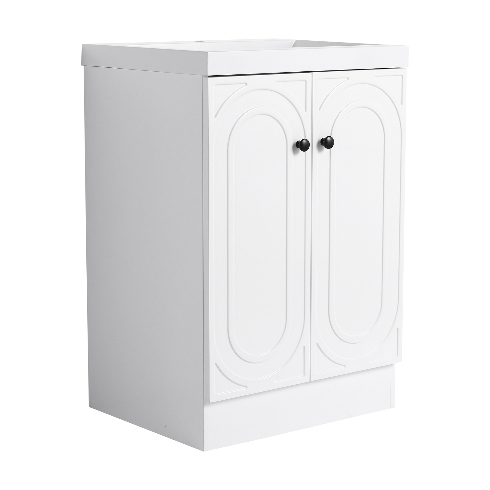 24″ Modern Freestanding Bathroom Vanity Cabinet With Undermount Resin Sink Basin