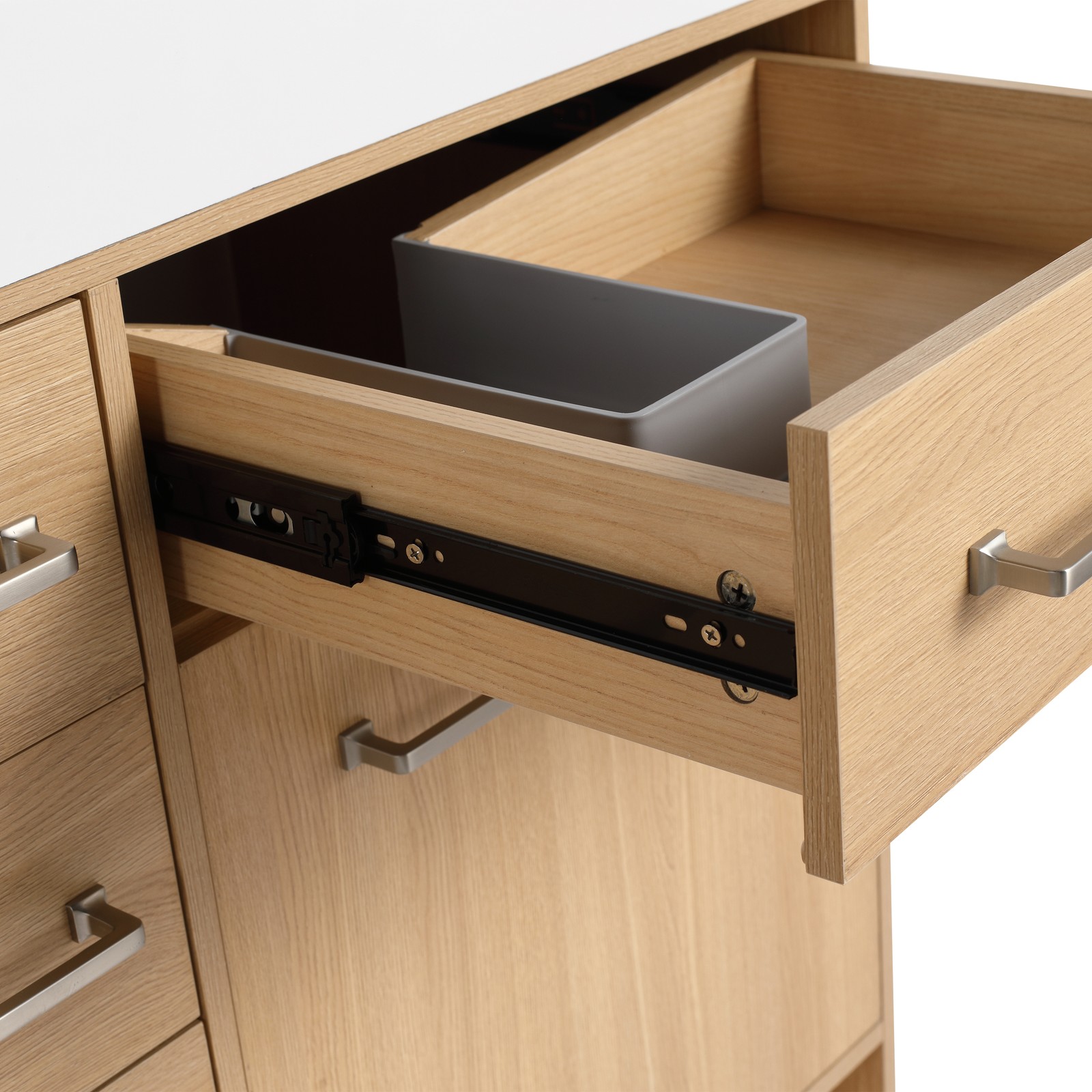 60 in Plywood Bathroom Vanity Freestanding W/Double Resin Sink +2 Doors 6Drawers
