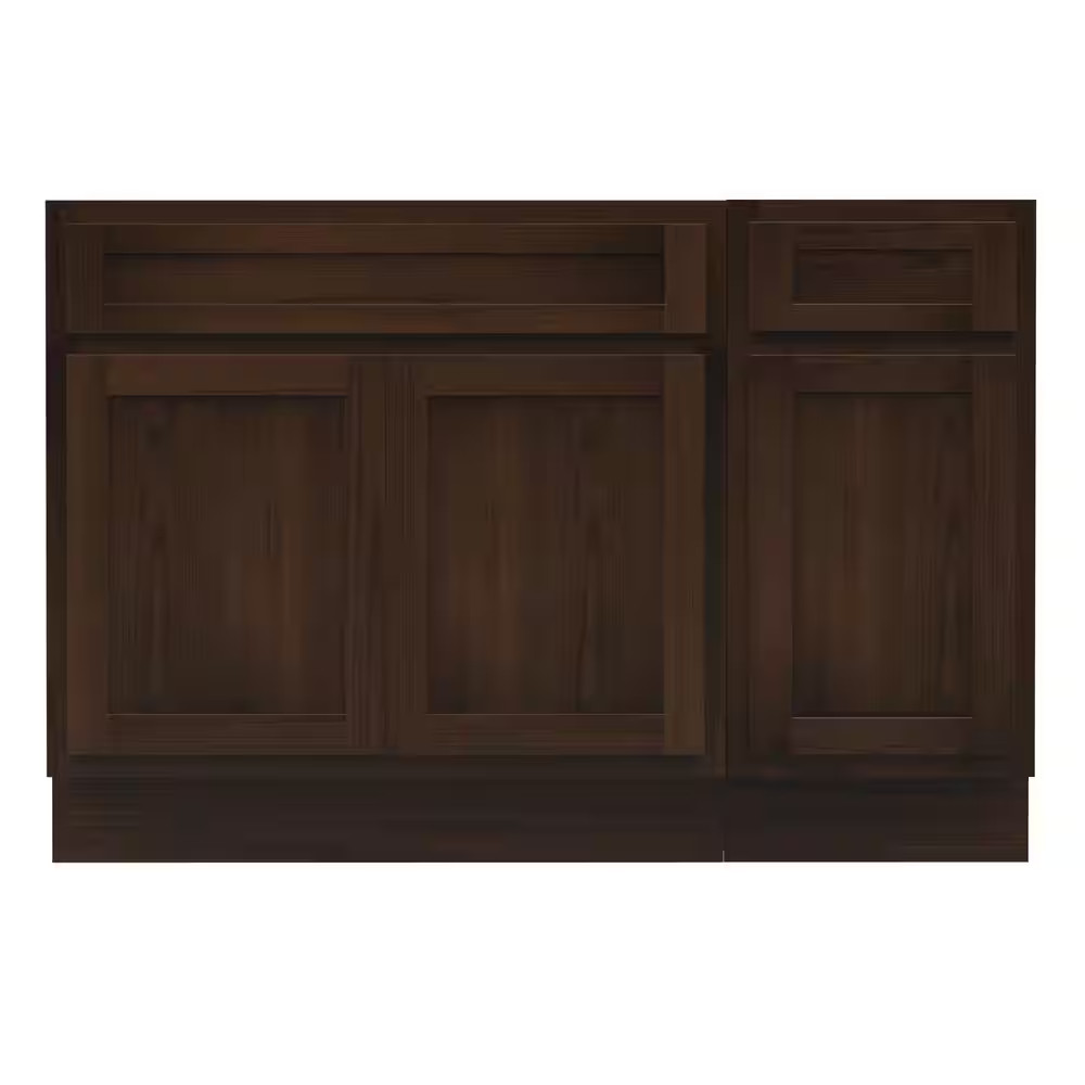 45 In. W X 21 In. D X 32.5 In. H Bath Vanity Cabinet without Top in Brown (Unass