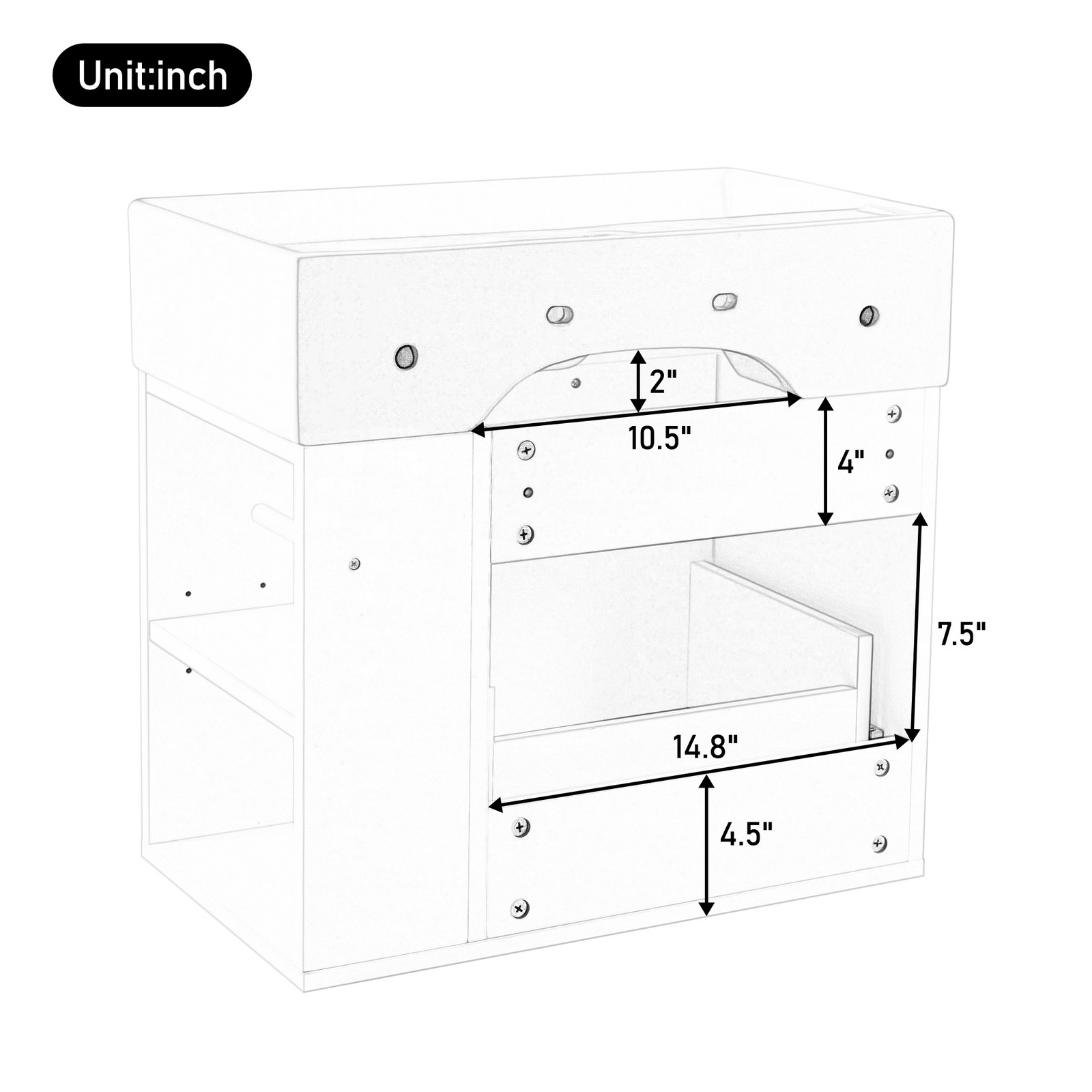 21.8″ Bathroom Vanity w/Ceramic Sink Wall Mounted Storage Cabinet w/Drawer