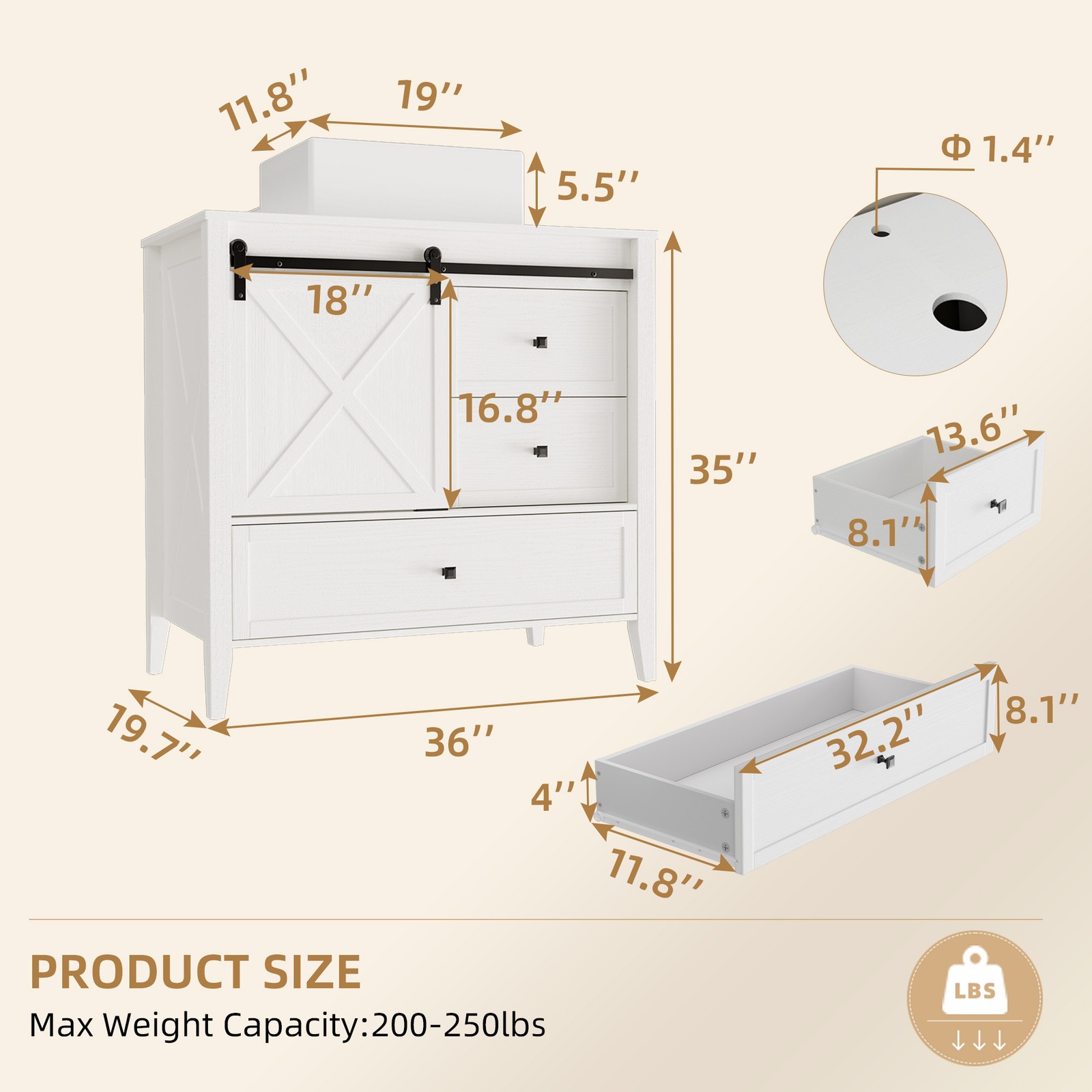 36inch Bathroom Vanity Ceramic Storage Cabinet Sink Organizer Vessel Sink White