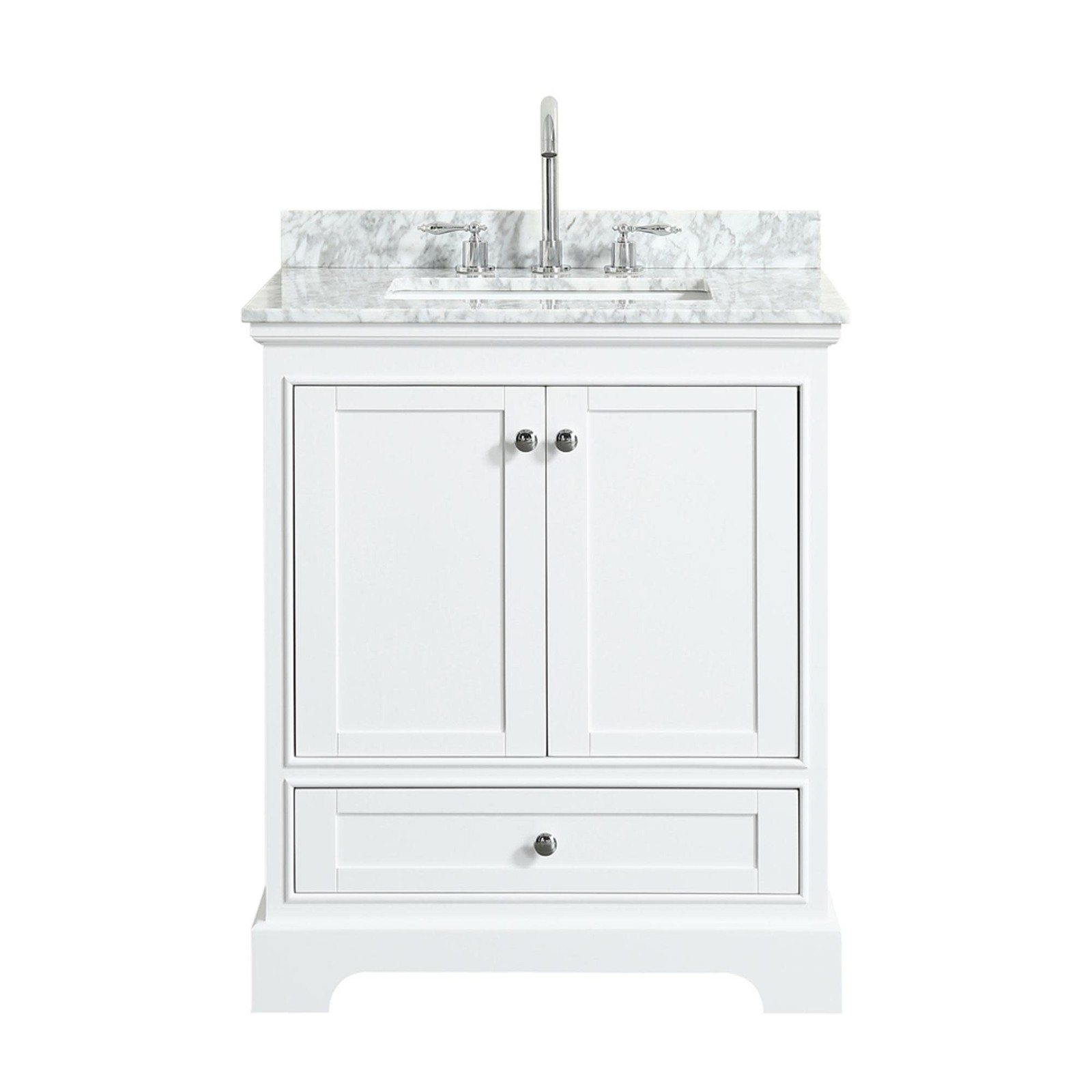 Wyndham Collection WCS202030SCMUNSMXX Deborah 30″ – White / White Carrara Marble