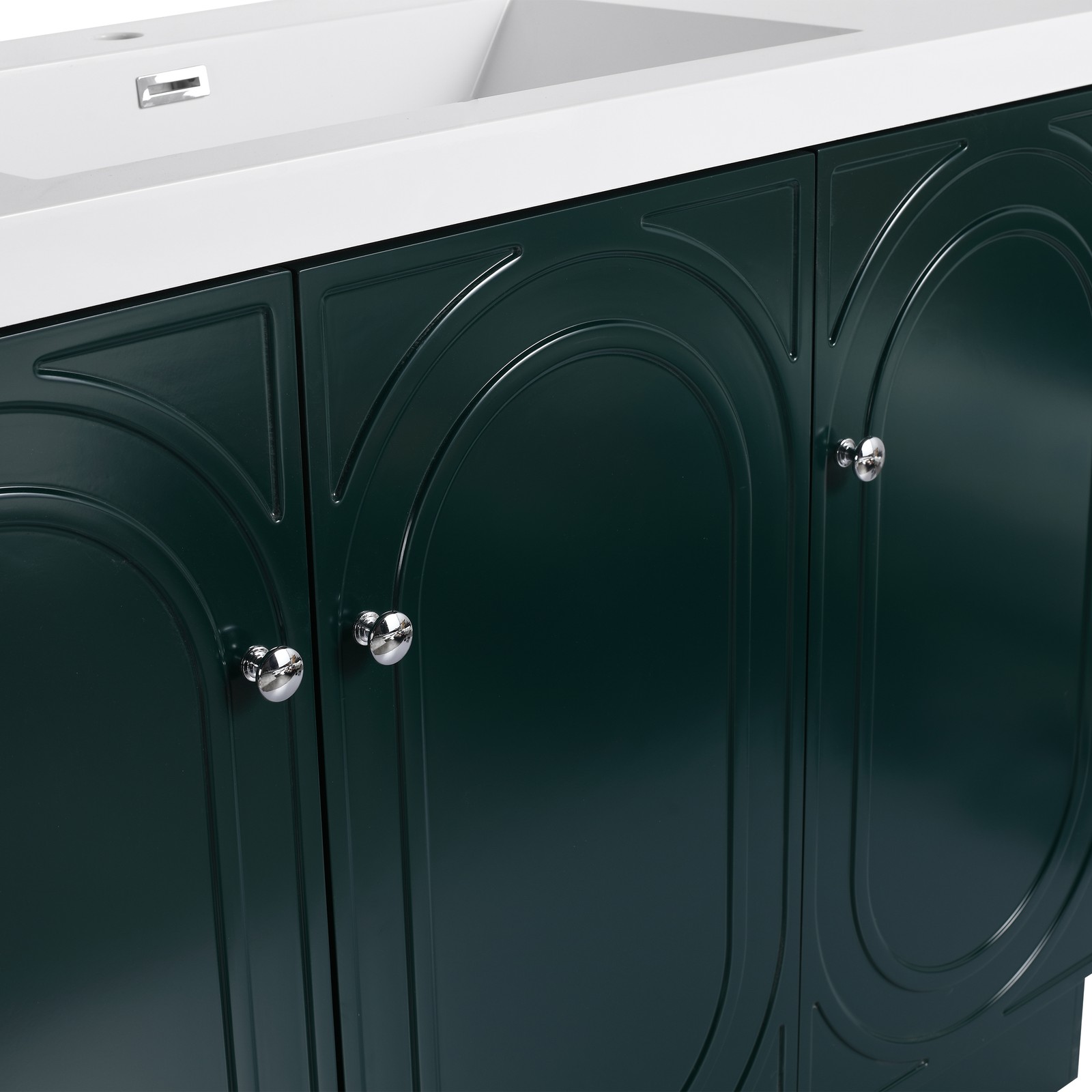 48 Inch Dark Green Bathroom Vanity with 3 Soft-Close Doors