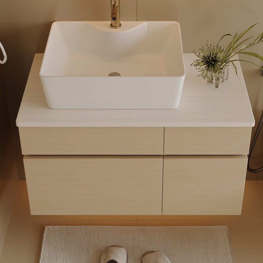 31.5″ Wall Mounted Bathroom Vanity w/Sink, Drawer, Floating Vanity Door Cabinet