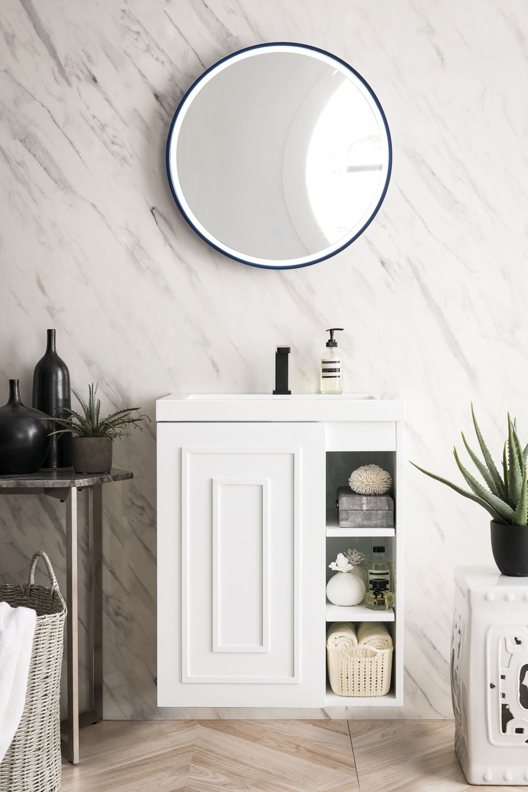 James Martin Vanities E110V24WG Alicante 24″ Wall Mounted Single – White