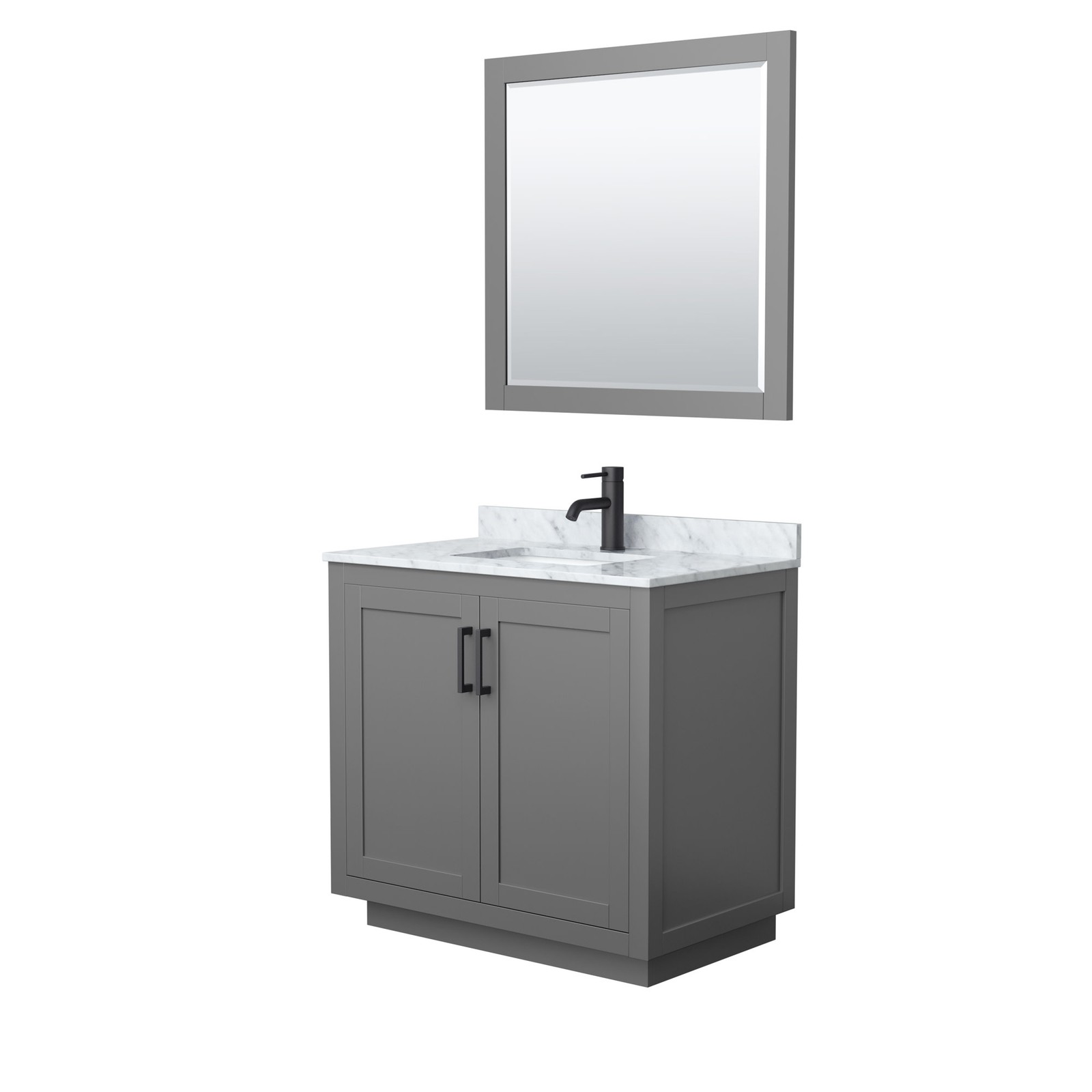 Wyndham Collection WCF2929-36S-NAT-M34 Miranda 36″ – Dark Gray / White Carrara
