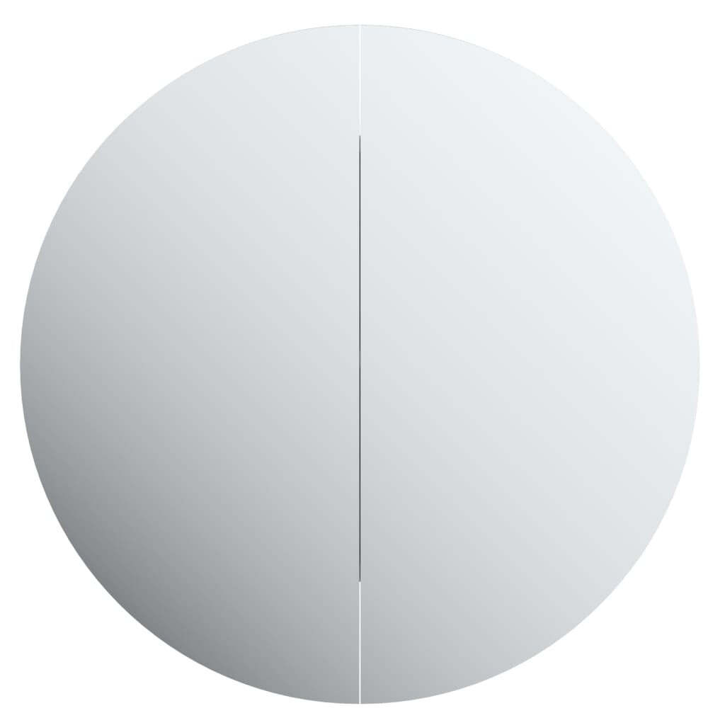 Bathroom Cabinet with Round Mirror&LED Black 15.7″x15.7″x6.9″