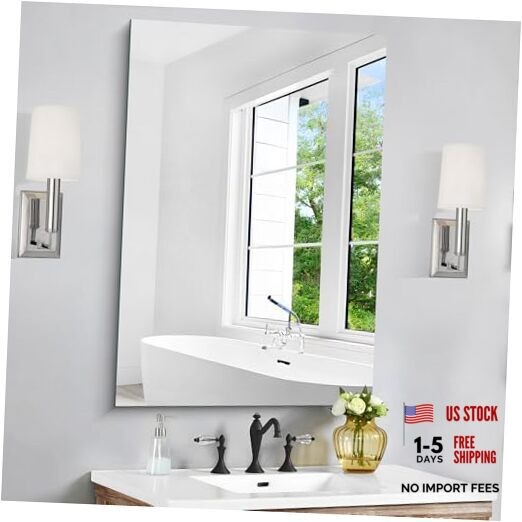 Mirror, 24×36 Mirrors for Wall, Rectangle Bathroom 36″L x 24″W Frameless