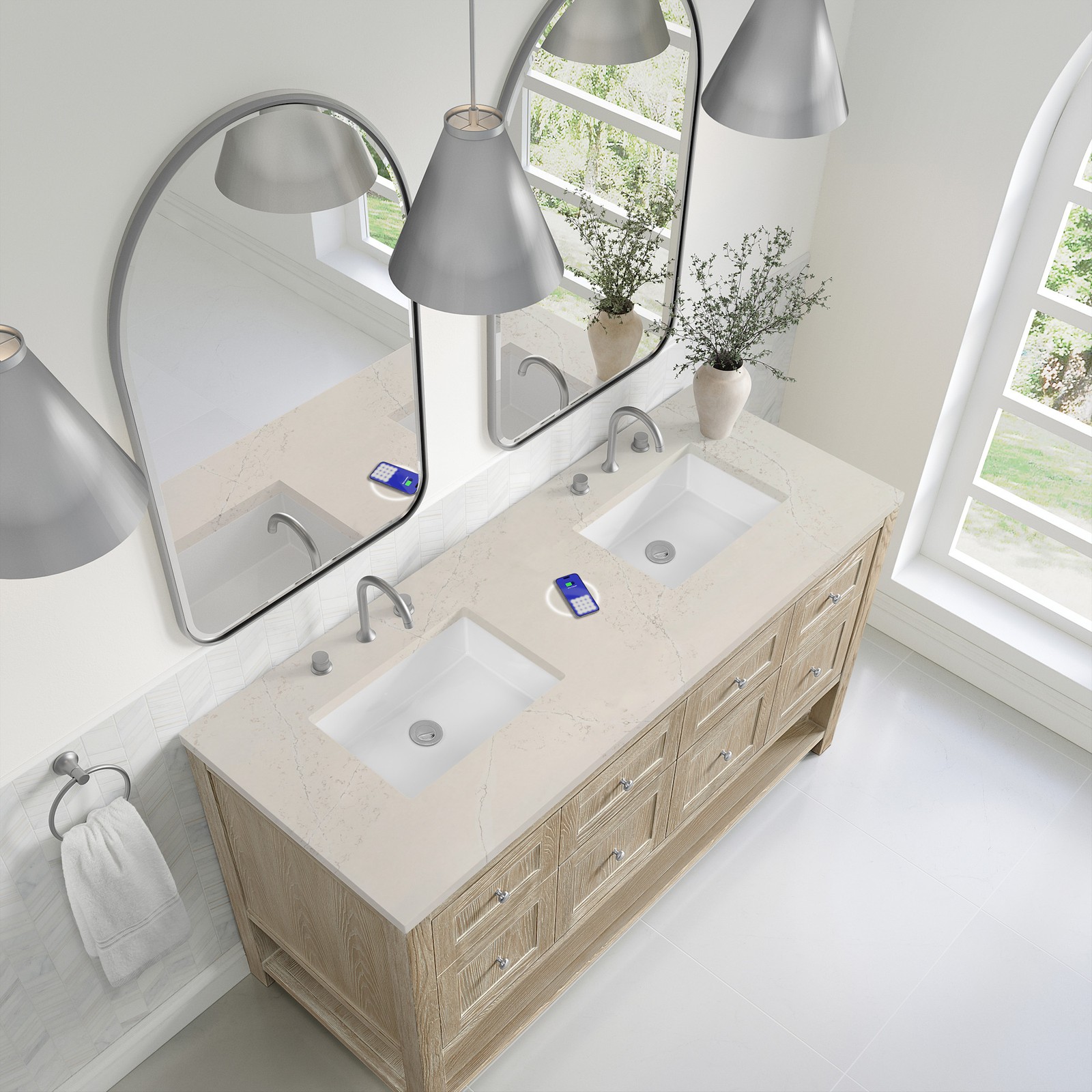 James Martin Vanities 330-V60D-FSFR Breckenridge 60″ – Whitewashed Oak