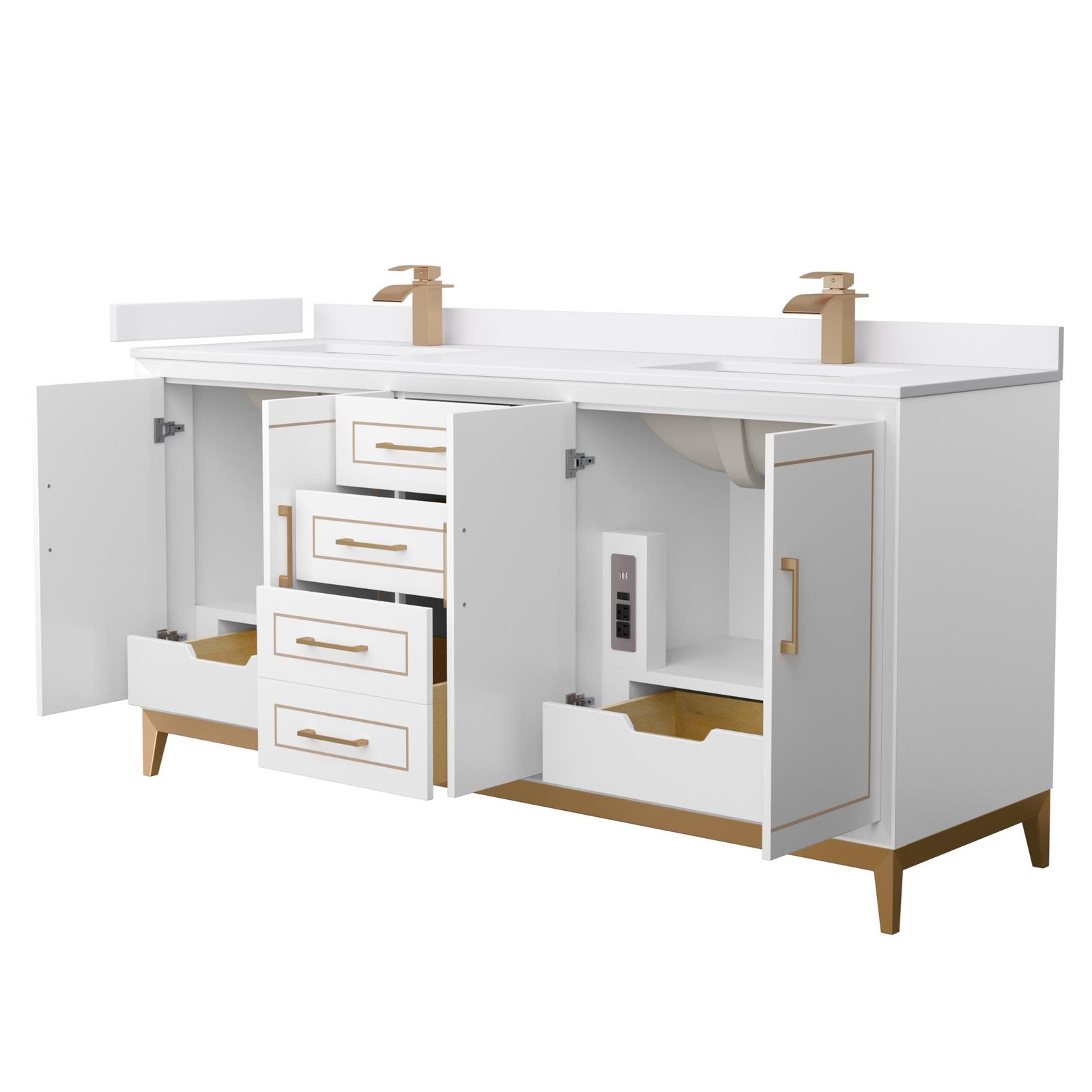 Wyndham Collection WCH515172D-VCA-UNSMXX Marlena 72″ – White / Carrara Cultured