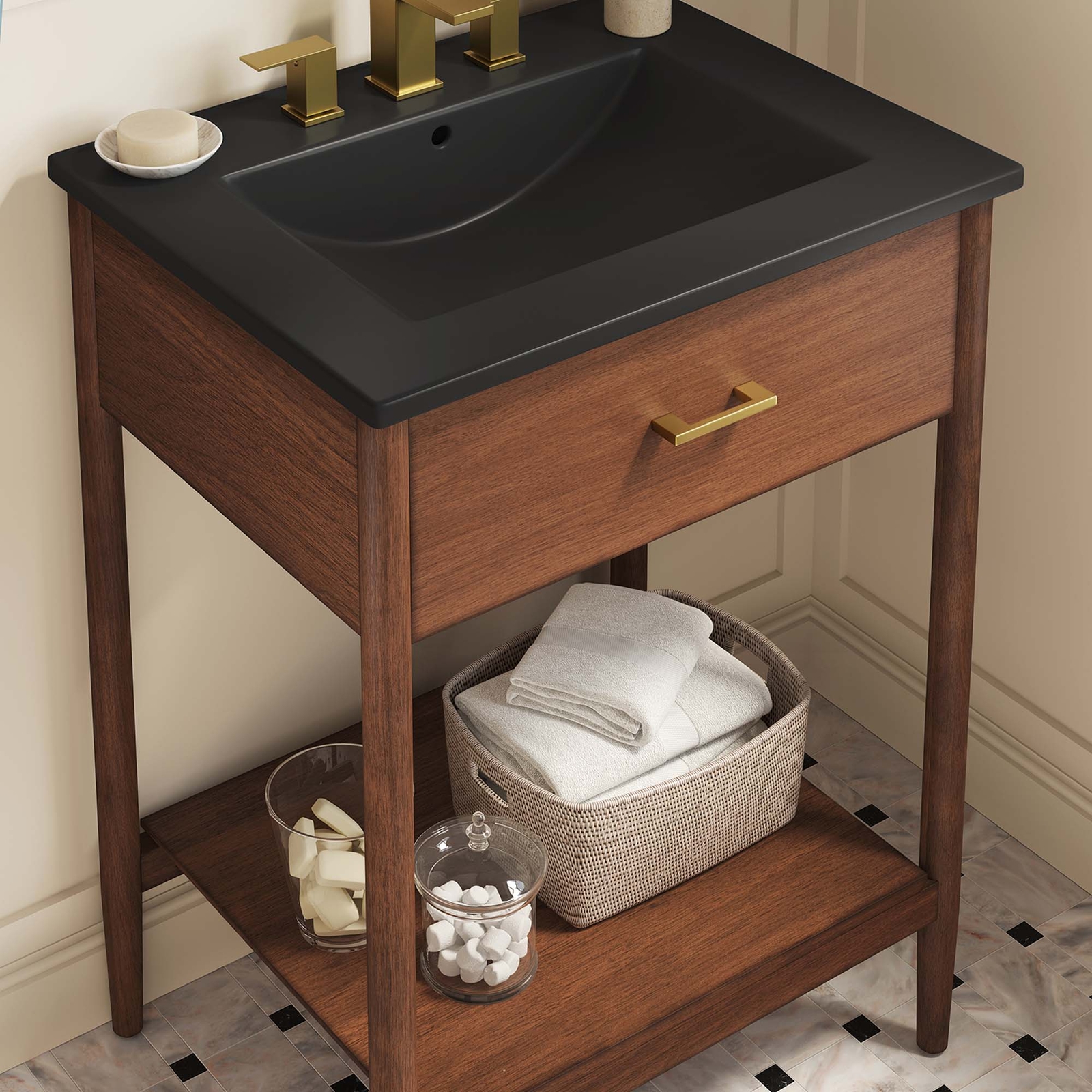 Zaire 24″ Bathroom Vanity in Walnut Black