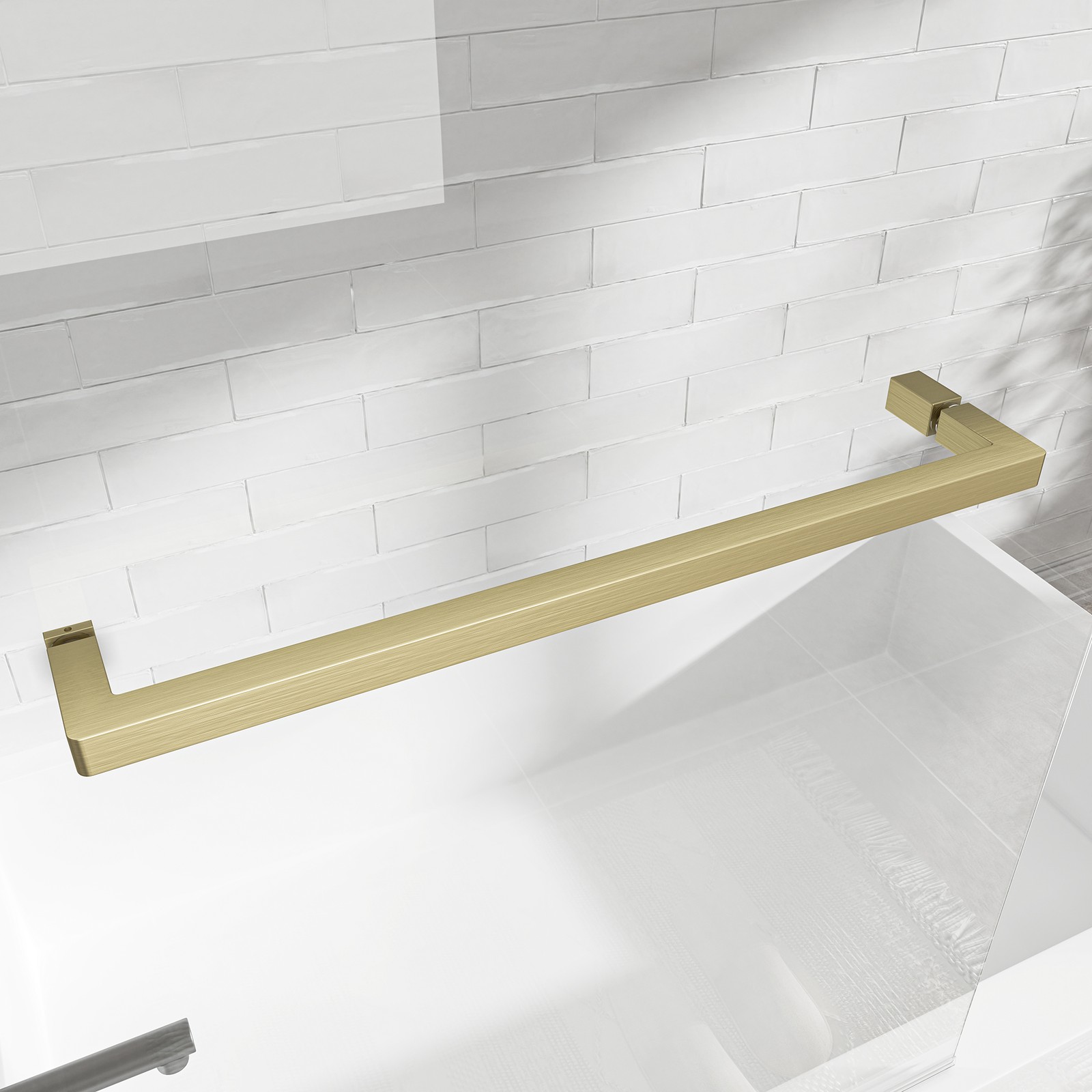 Frameless Shower Door 180 Pivot Brushed Gold Tempered Glass 31-32″ x 55″