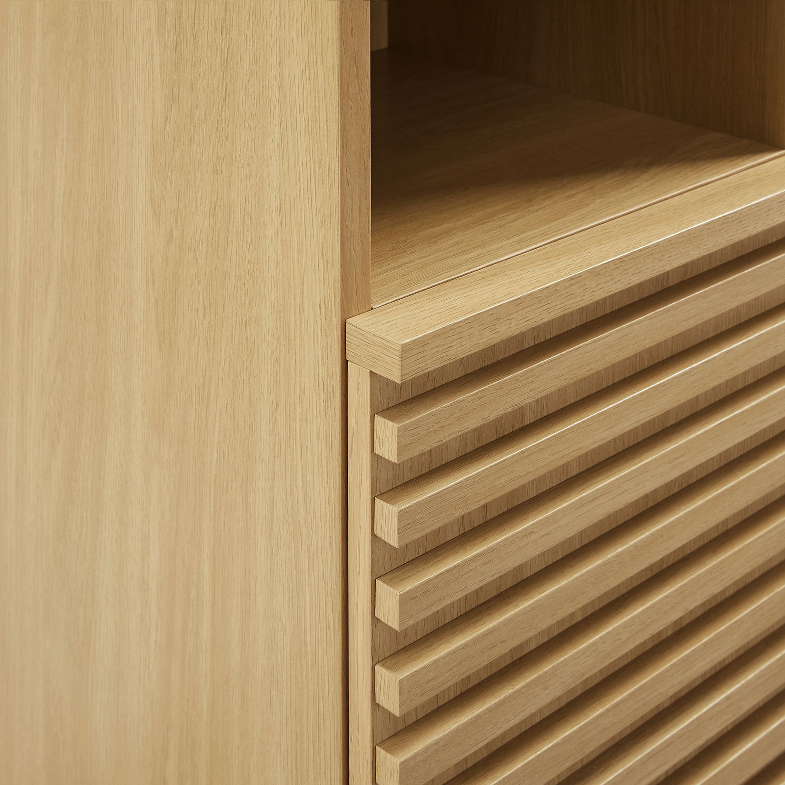Render Tall Narrow Bathroom Storage Cabinet in Oak