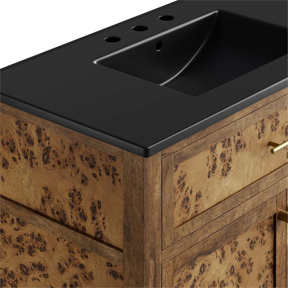 Modway Elysian 36″ Modern Wood Bathroom Vanity in Black and Brown