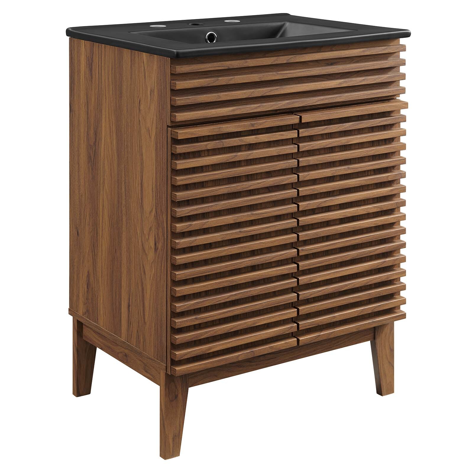Modway Render 24″ Bathroom Vanity With Sink in Walnut Black