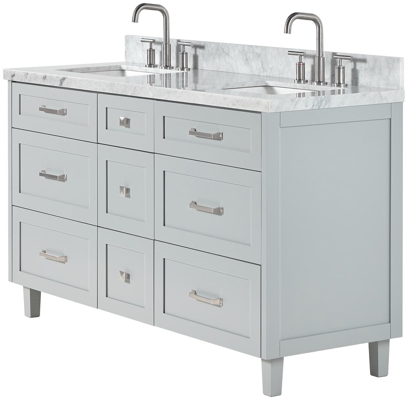 Ariel B61DCWRVO Monroe 61″ – Grey / Italian Carrara Marble Top / Brushed Nickel