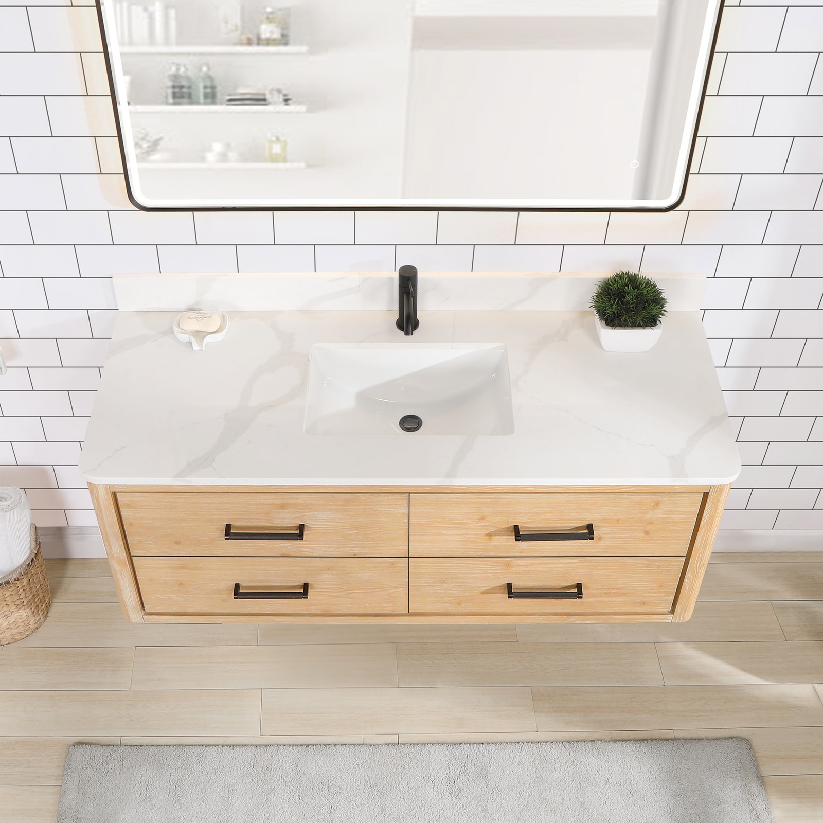 Miseno MV-706655 Cristo 54″ Wall Mounted Single Basin Vanity Set – Aged Dark
