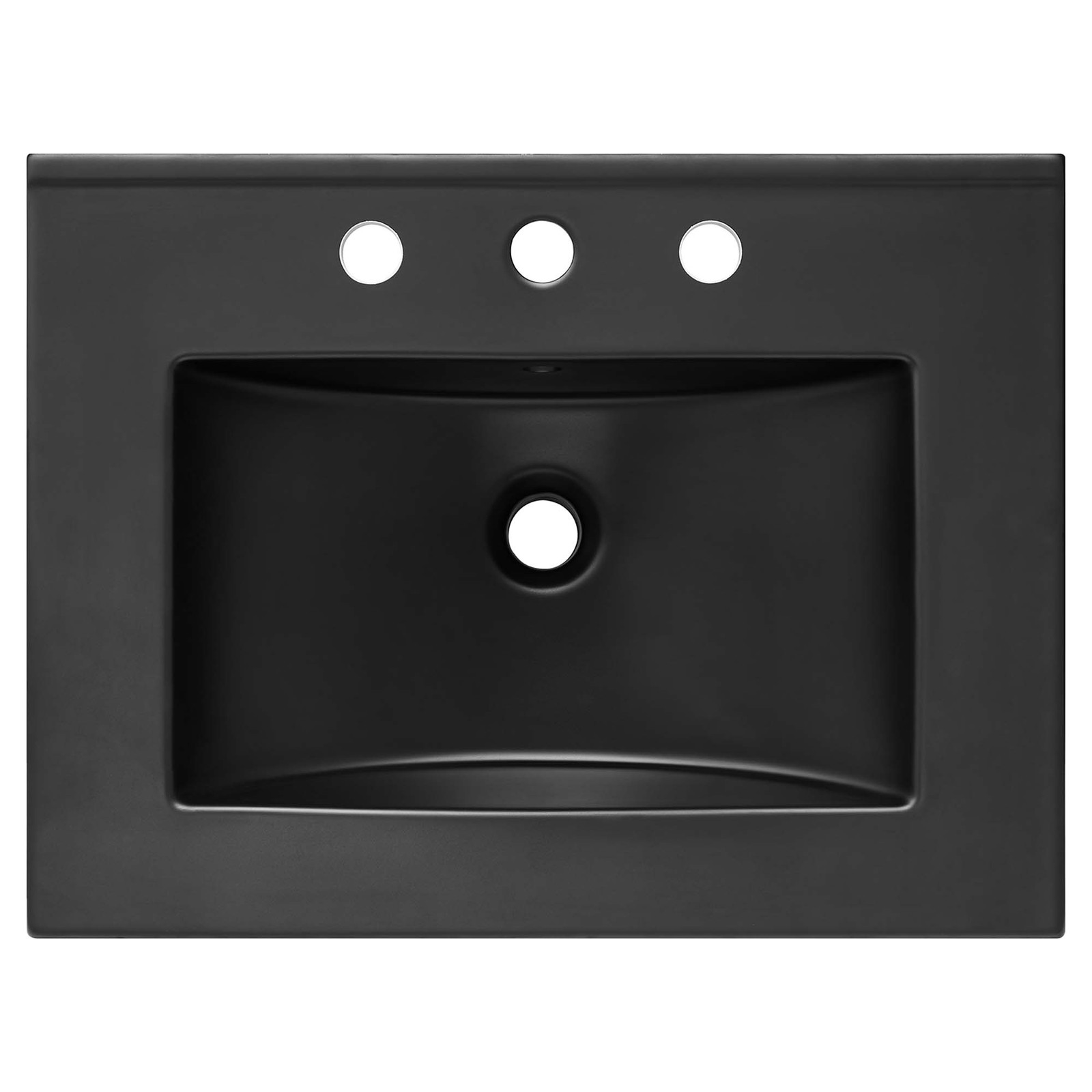 Modway Cayman Modern 24″ Bathroom Sink in Black With Rectangular Basin